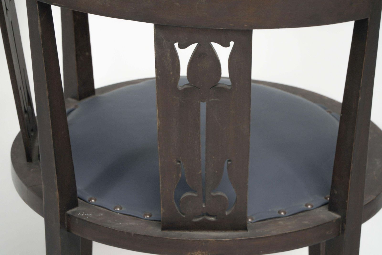 photo for sale An Arts And Crafts Mahogany Tub Chair With Stylized Floral Cut Outs