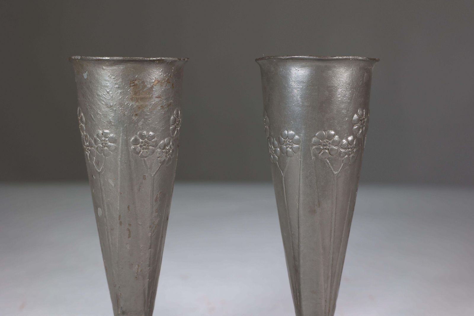 Liberty And Co. A Pair Of Tudric Pewter Vases photo vintage