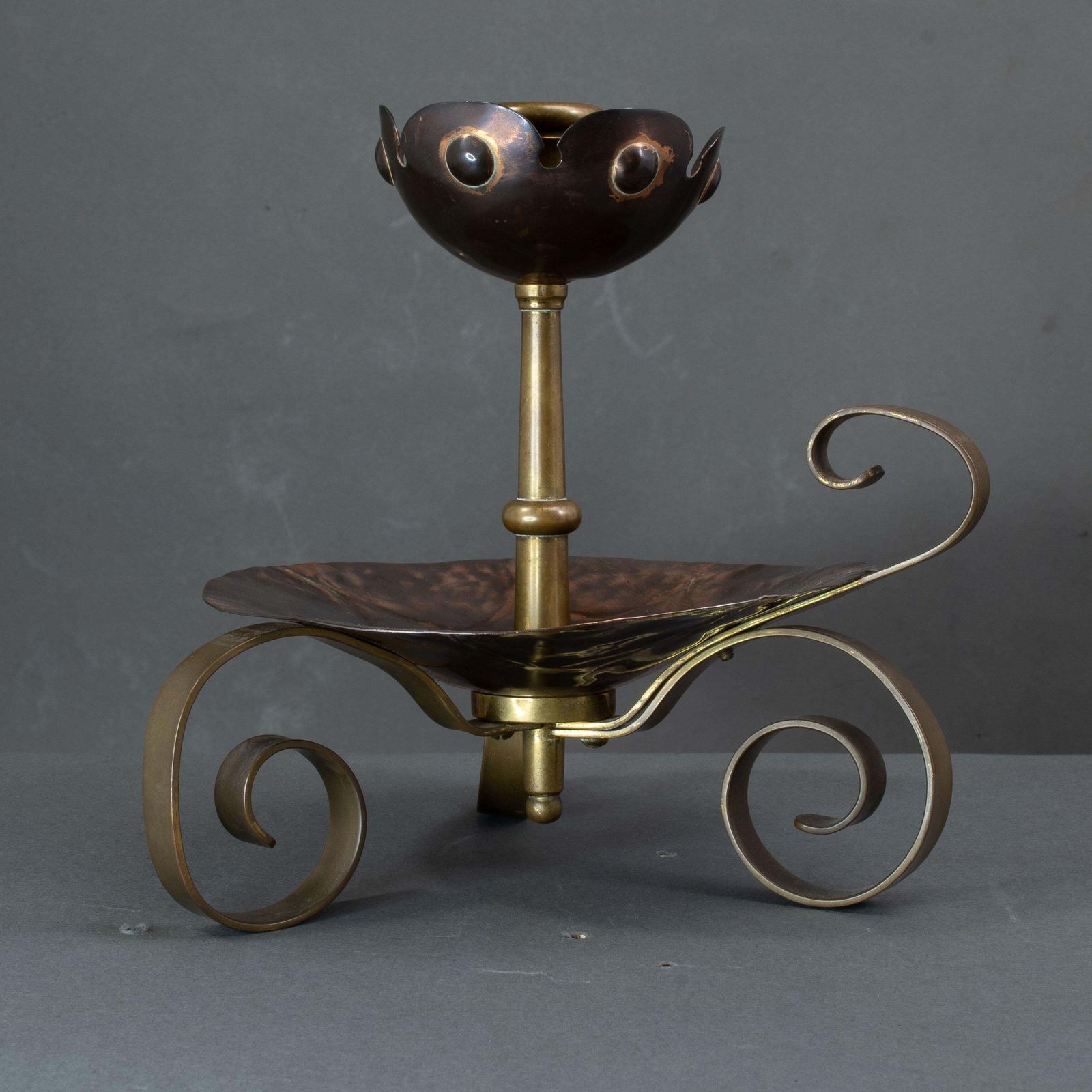 Benham & Froud. Pair Of Arts & Crafts Copper Night Candle Holder W. Flower Head photo vintage
