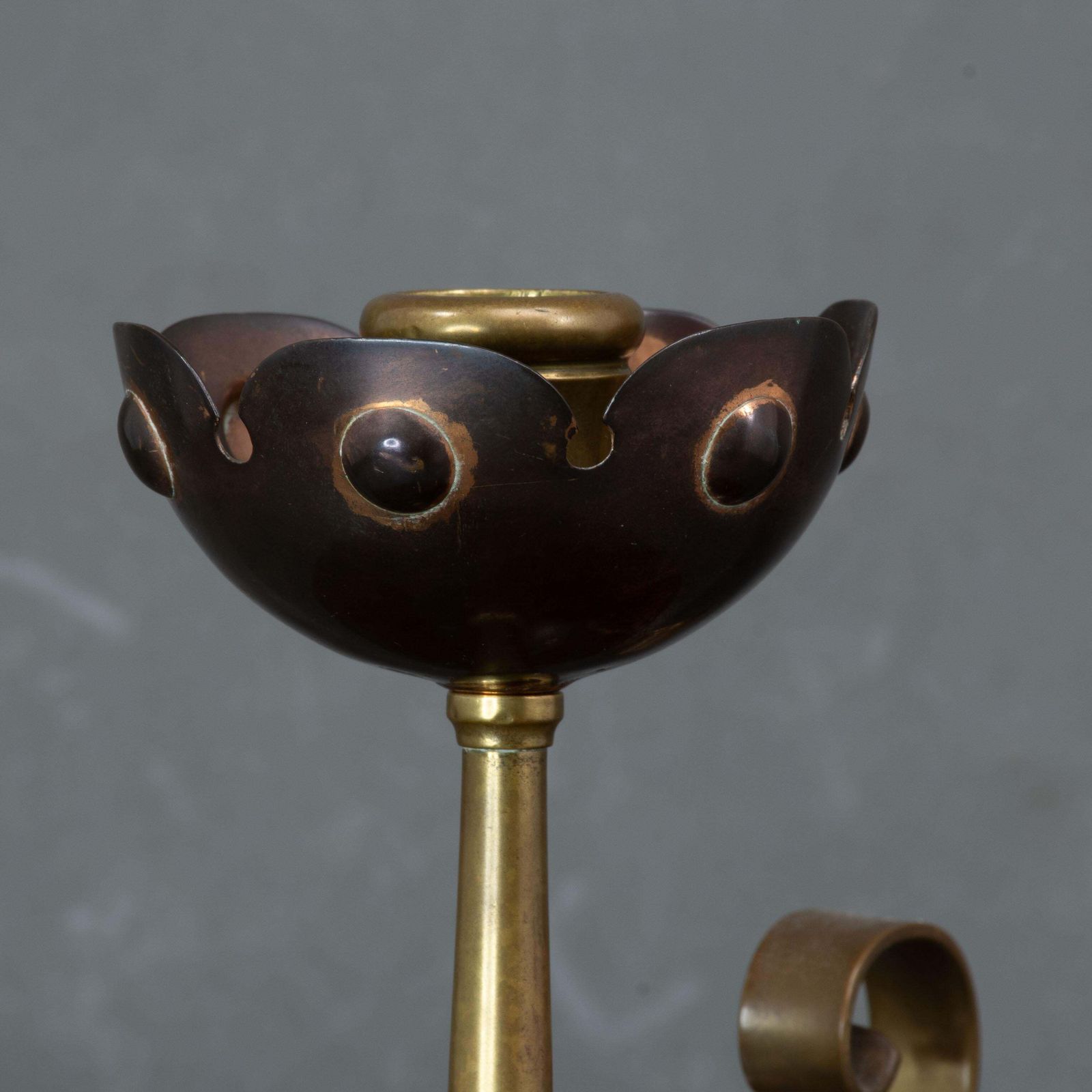 photo for sale Benham & Froud. Pair Of Arts & Crafts Copper Night Candle Holder W. Flower Head