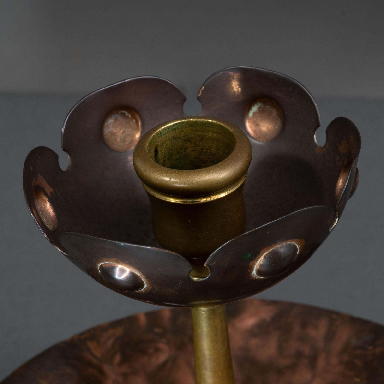 Home Decor Benham & Froud. Pair Of Arts & Crafts Copper Night Candle Holder W. Flower Head photo