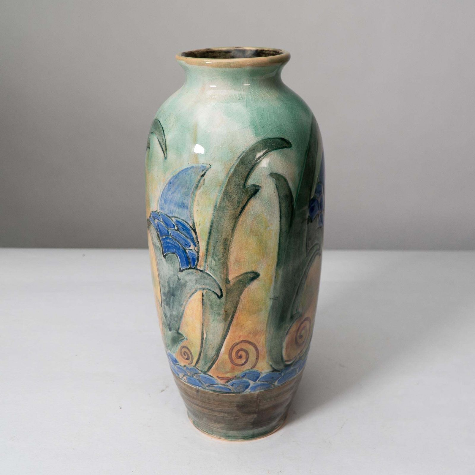 Frank Brangwyn For Royal Doulton. A Pair Of Hand Painted Vases photo vinterior