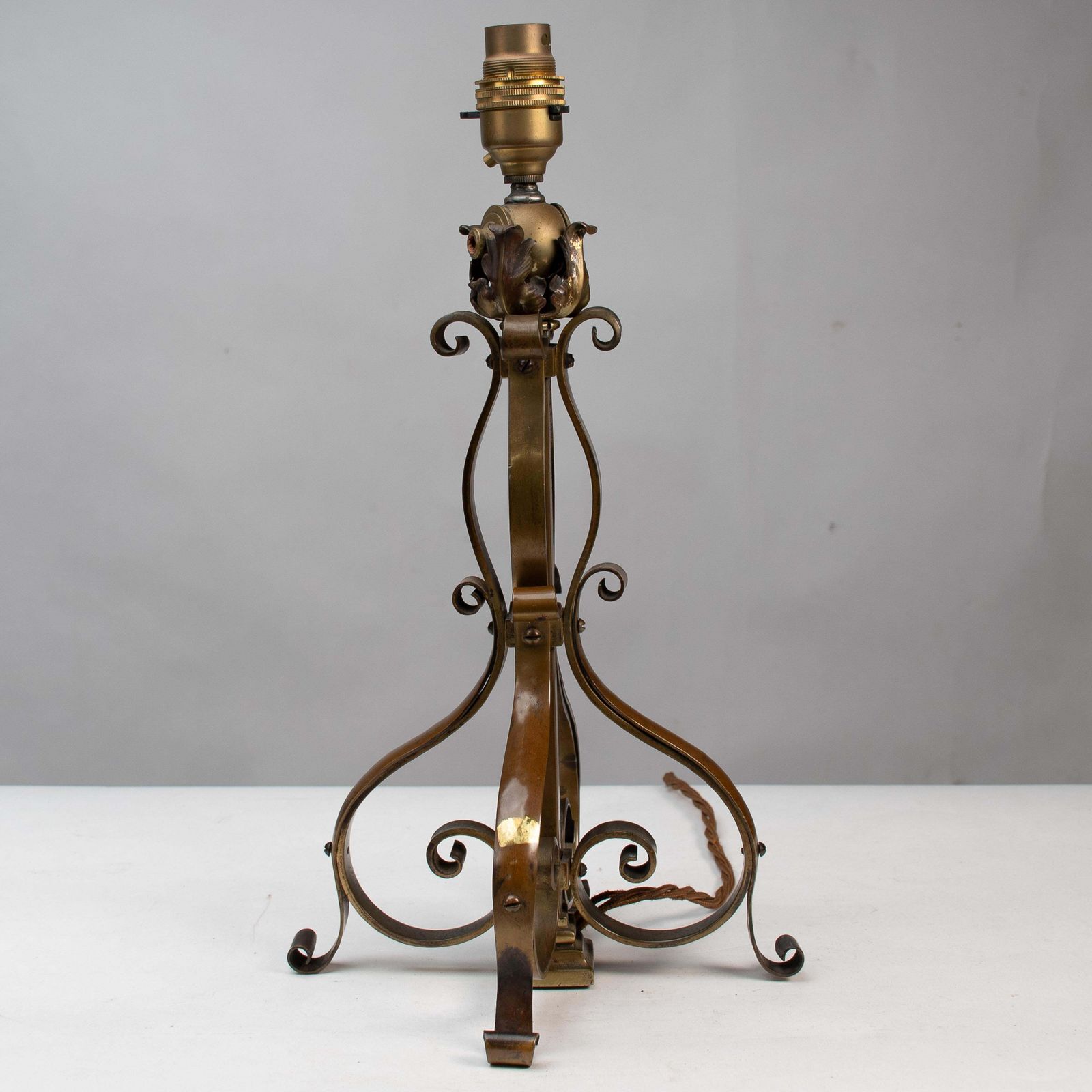 A Pair Of Arts And Crafts Brass Table Lamps Or Post Lamps photo for sale