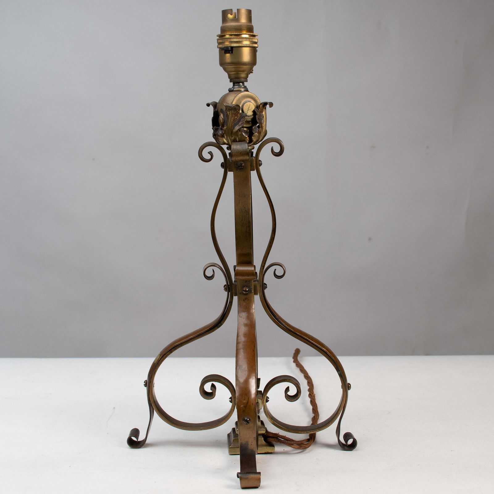 A Pair Of Arts And Crafts Brass Table Lamps Or Post Lamps photo 1428.0