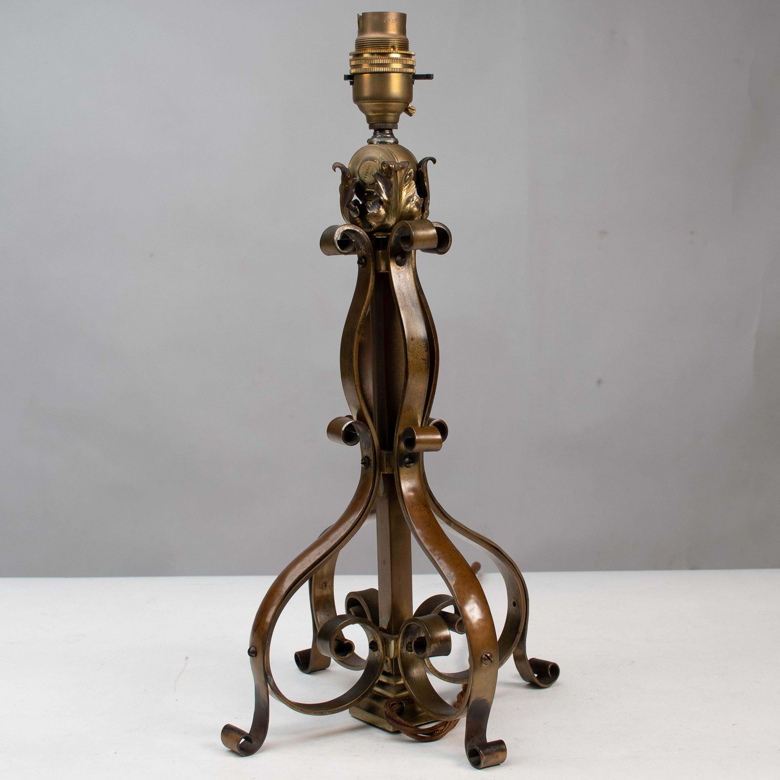 A Pair Of Arts And Crafts Brass Table Lamps Or Post Lamps photo buy