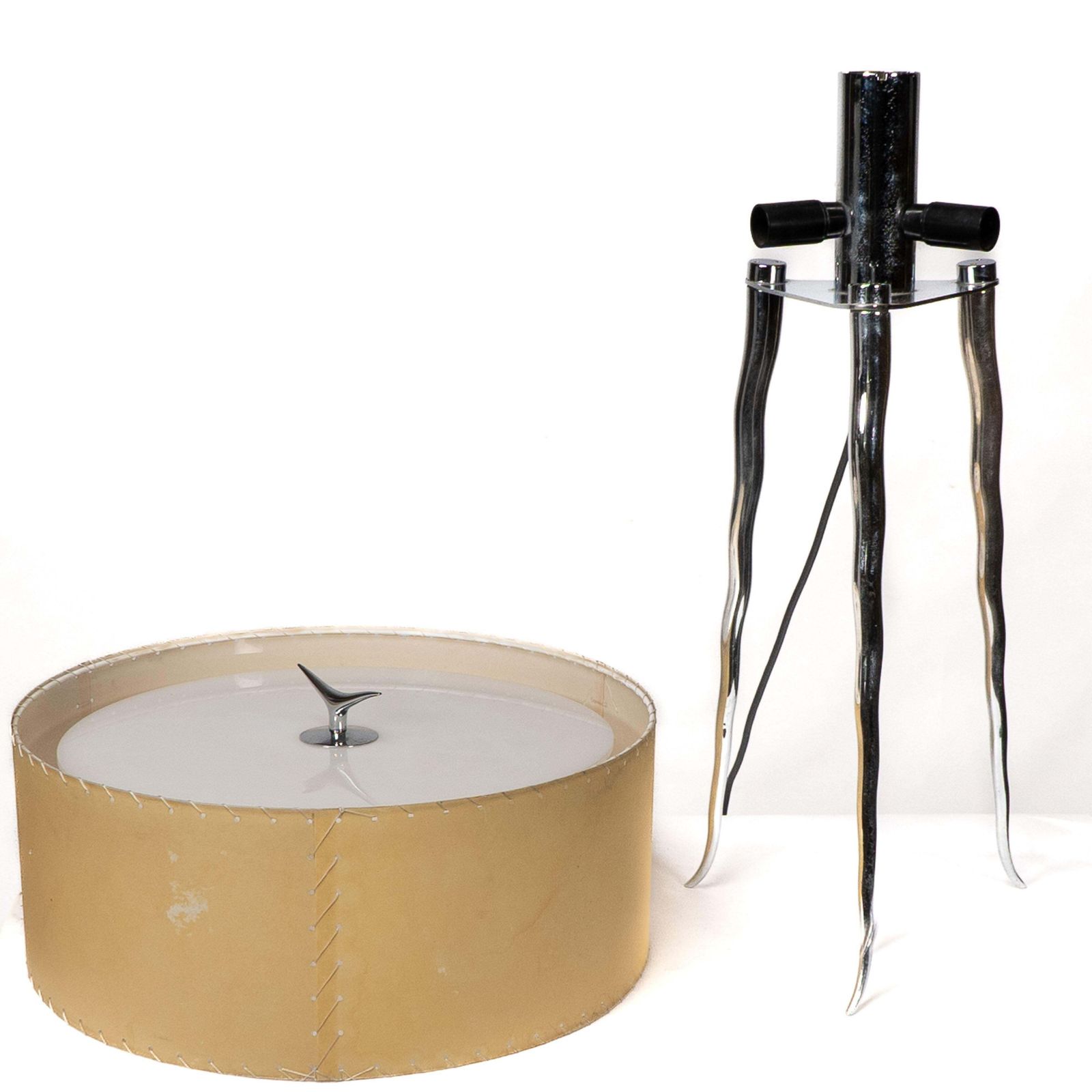 867.0 Gerald Thurston In The Style Of. A Mid Century Tripod Polished Steel Table Lamp photo