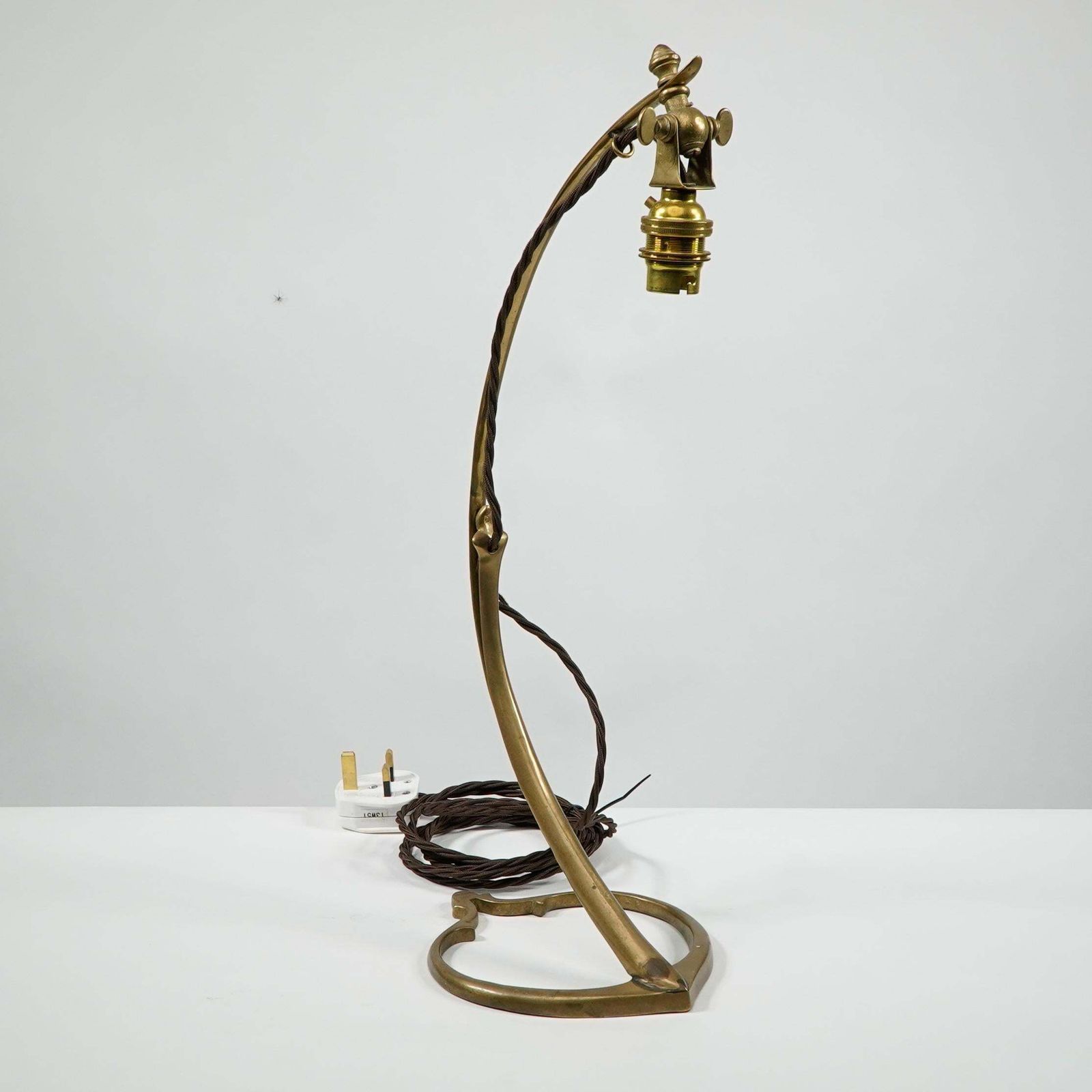Was Benson. A Pair Of Tall Swan Necked Table Lamps With Heart Shaped Base photo 4283.0