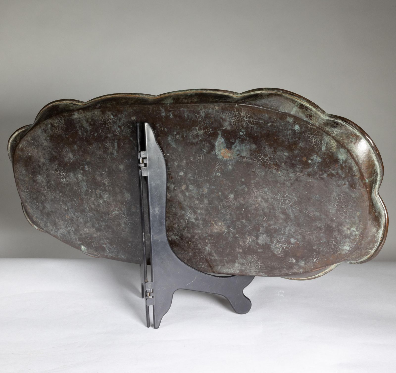 357.0 An Arts & Crafts Copper Tray Decorated With Swimming Fishes & Folded Wavy Edges photo