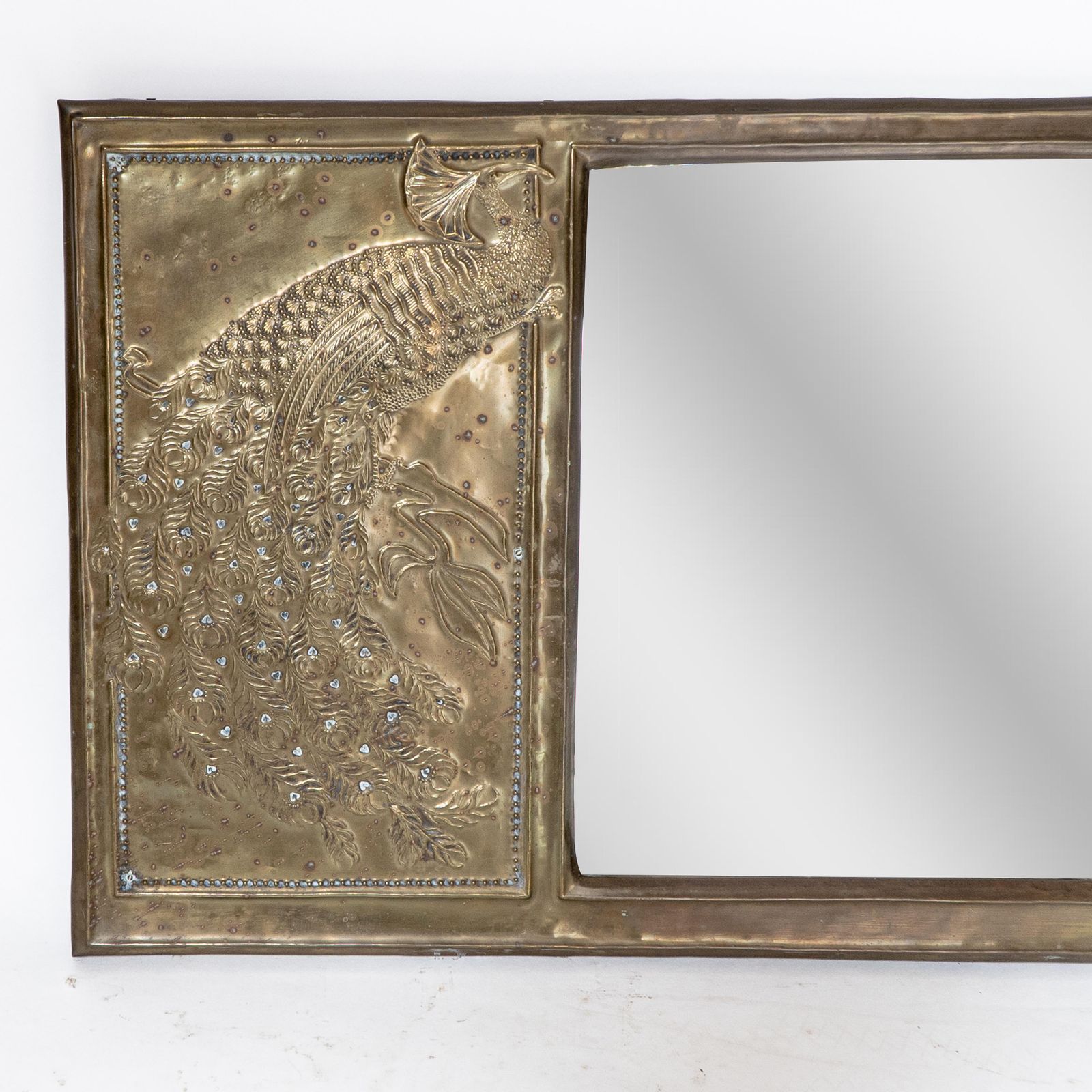 An Aesthetic Movement Brass Mirror With Stylized Peacocks Perched On A Branch photo Home Decor