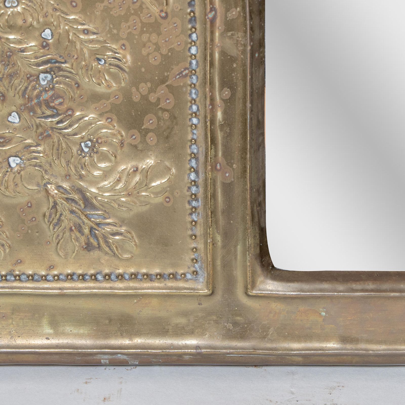 An Aesthetic Movement Brass Mirror With Stylized Peacocks Perched On A Branch photo buy
