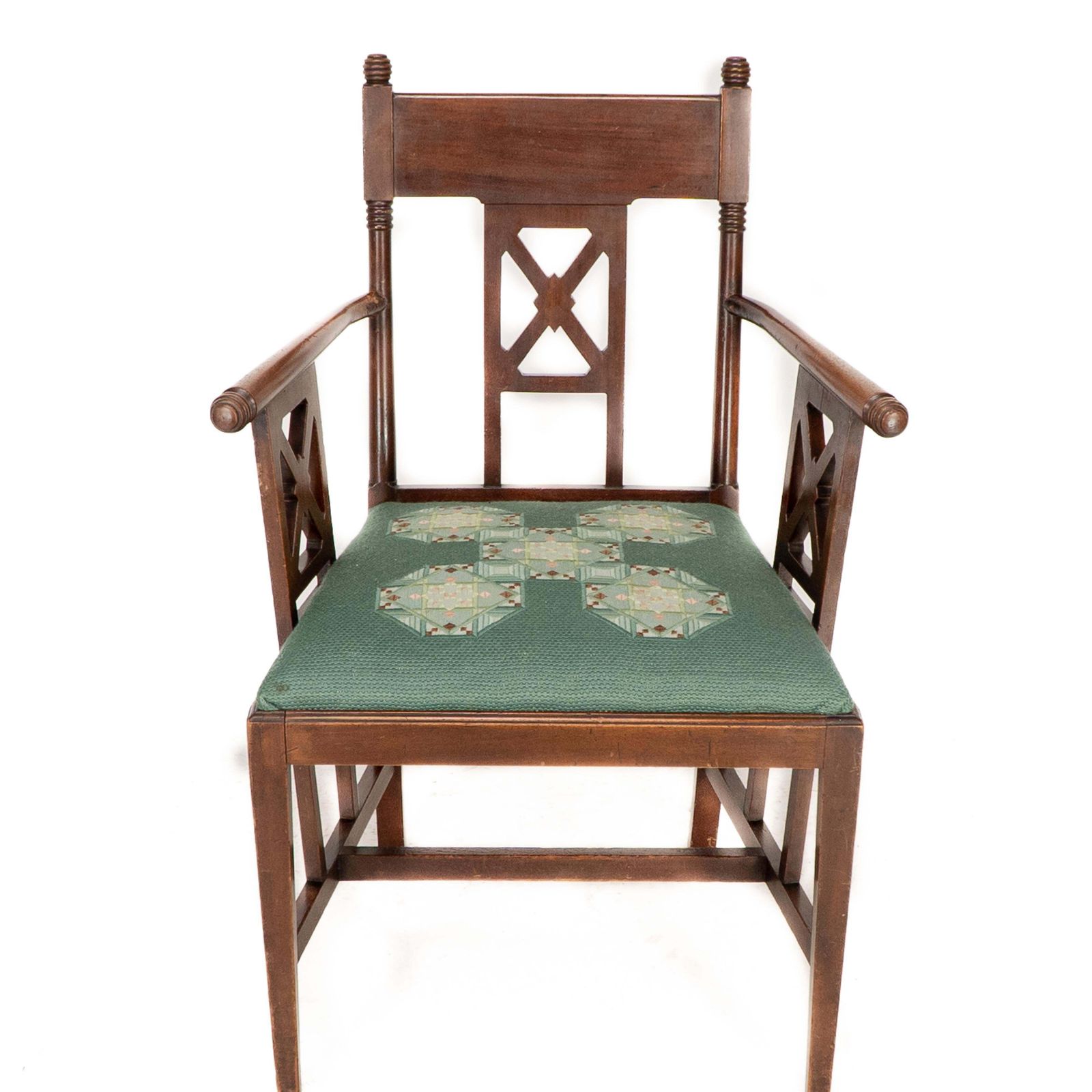 William Birch. An Aesthetic Movement Walnut Armchair With Turned Ball Finials photo furniture