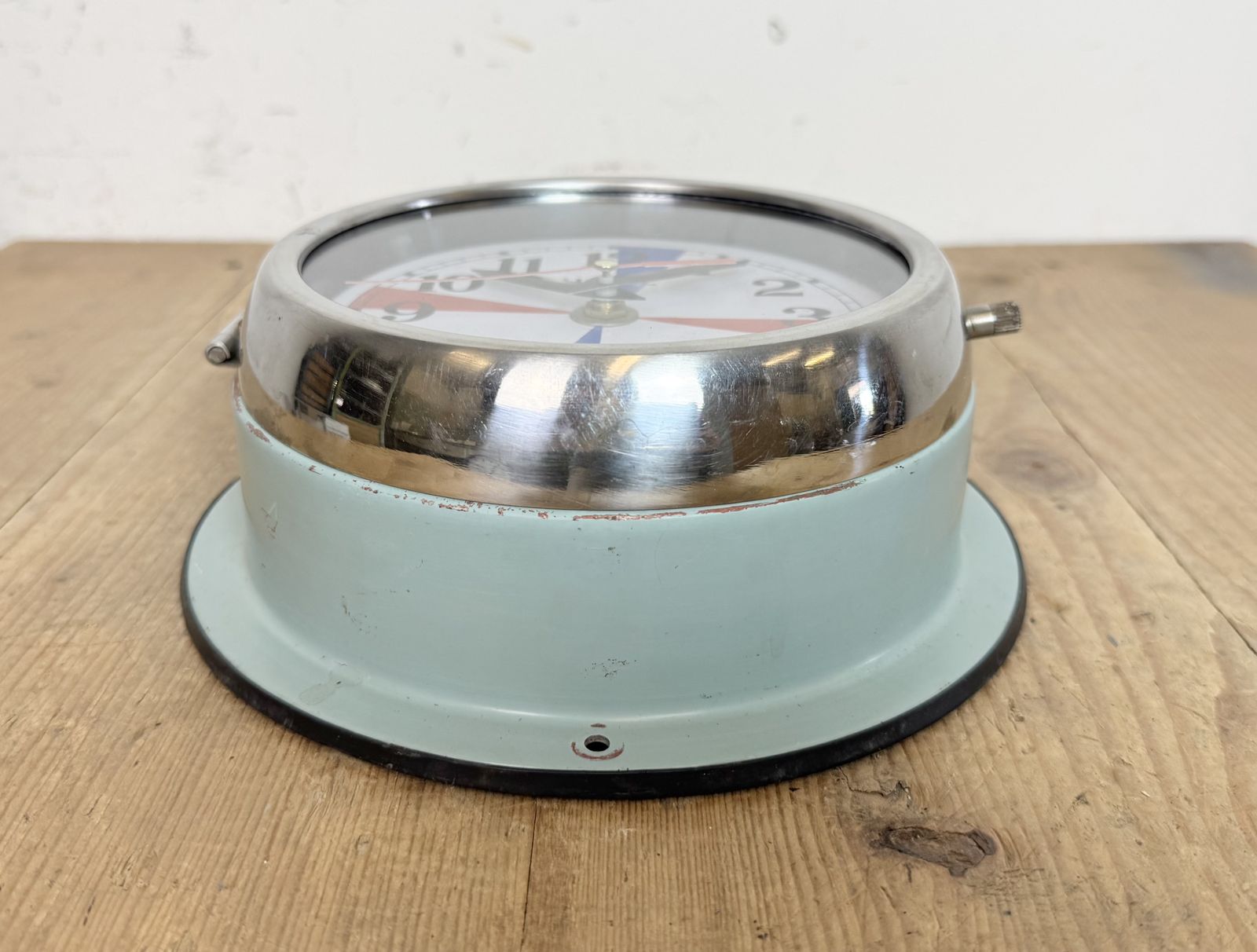 Vintage Blue Hanil Maritime Wall Clock, 1980s photo vinterior
