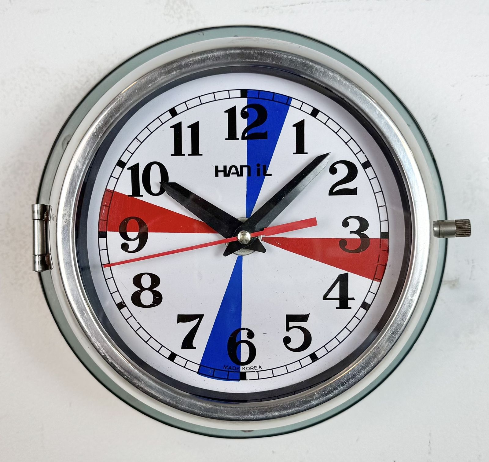 photo buy Vintage Blue Hanil Maritime Wall Clock, 1980s