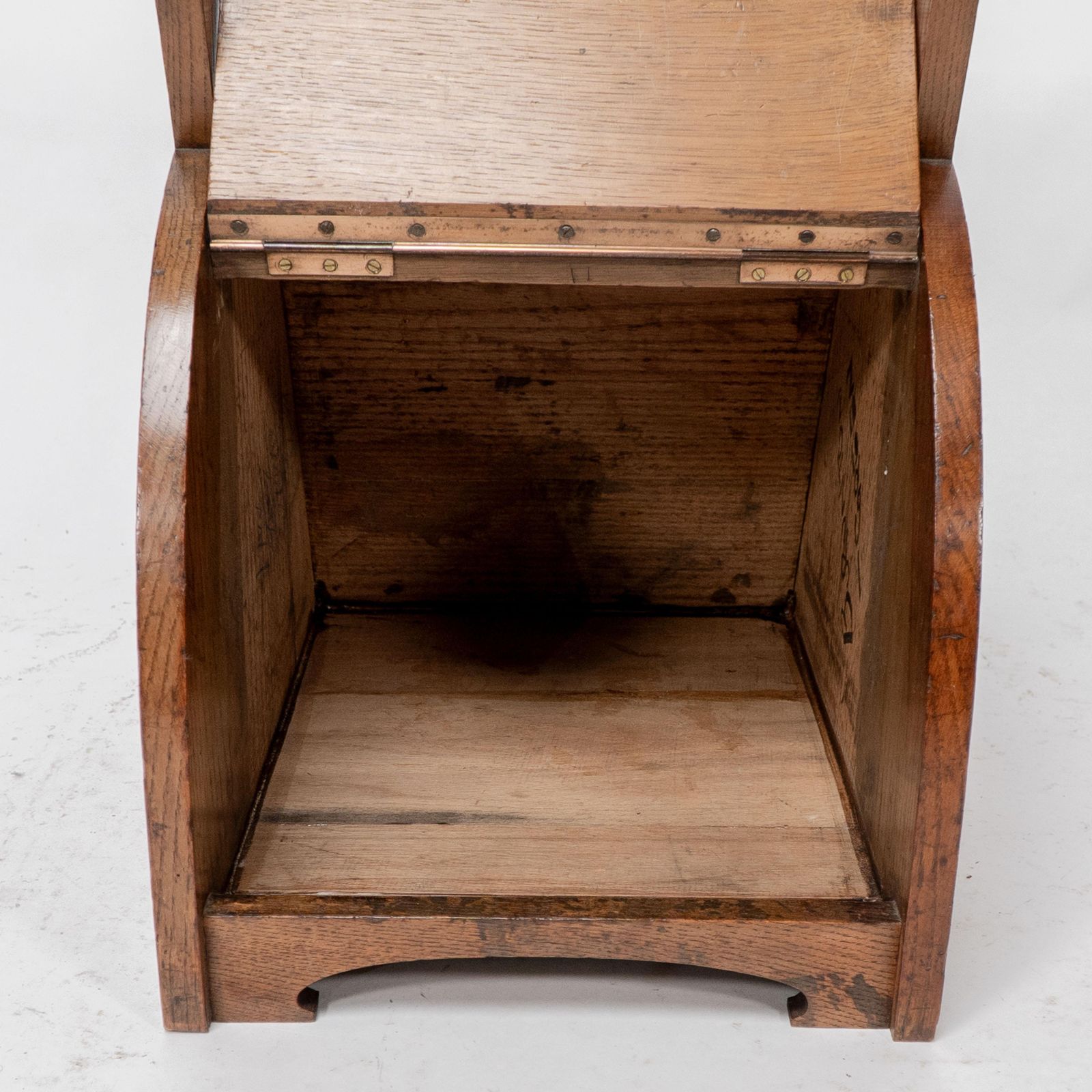 photo furniture W J Neatby Attri. An Arts & Crafts Oak Coal Box With Stylized Carrying Handles