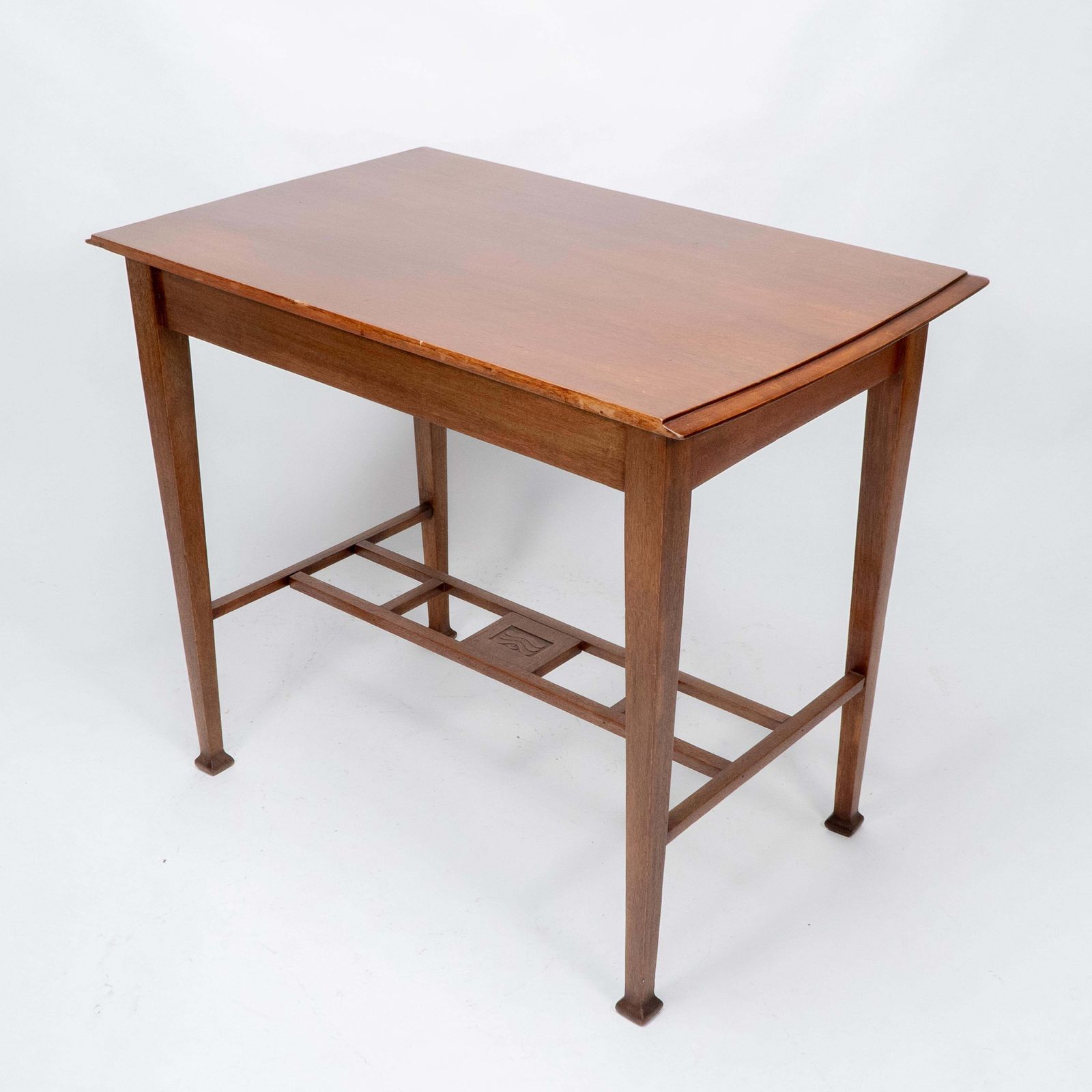 An Arts & Crafts Glasgow School Walnut Side Table W. Moulded Subtly Curving Edge photo for sale