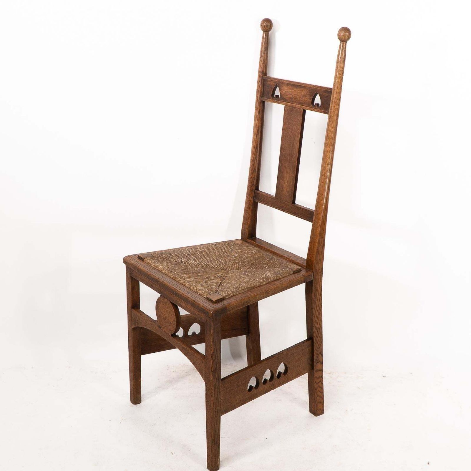 Shapland & Petter. An Arts & Crafts Oak Desk Or Side Chair With Pierced Hearts photo Furniture