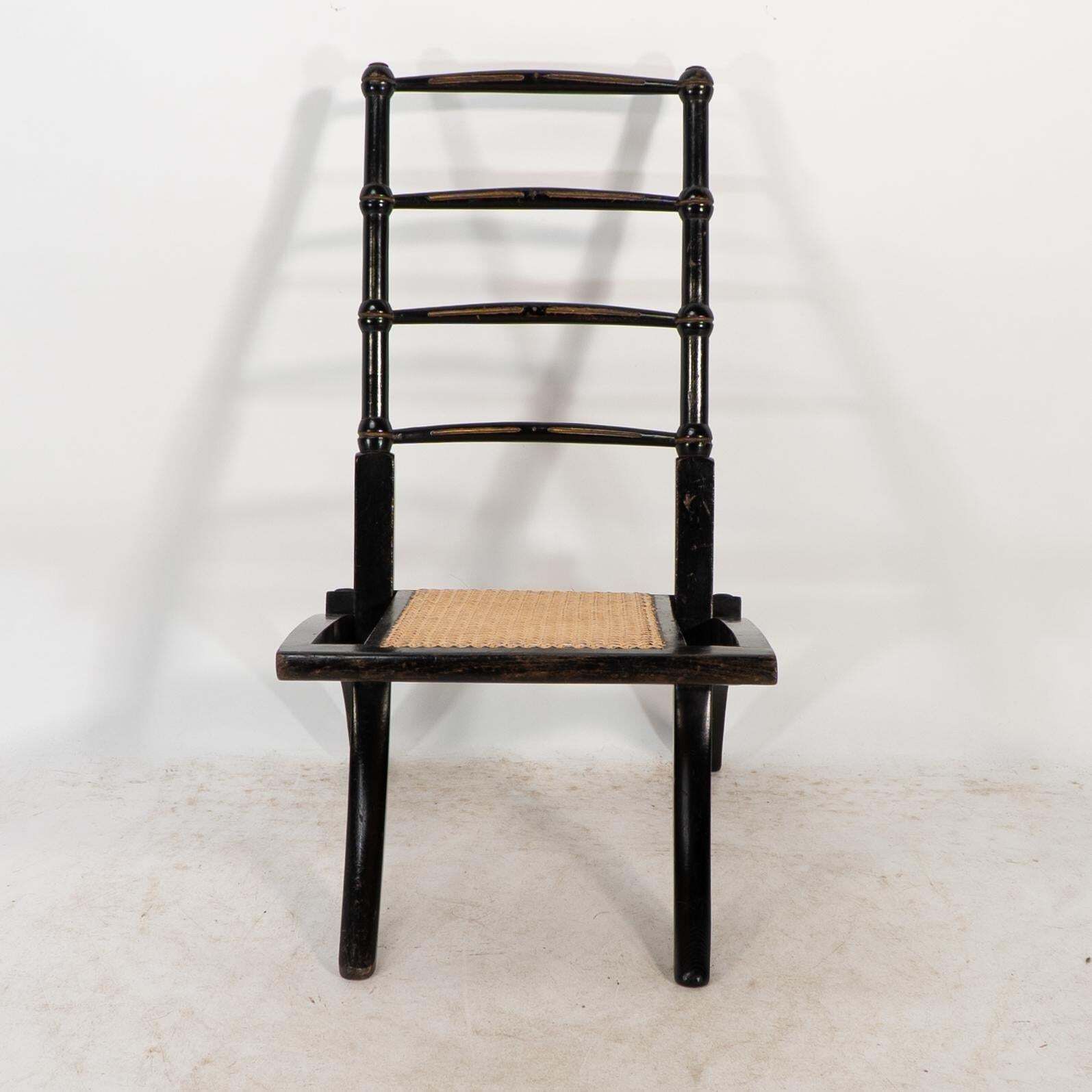 Godwin Style. Pair Of Aesthetic Movement Ebonized Folding Chair W. New Cane Seat photo 2040.0