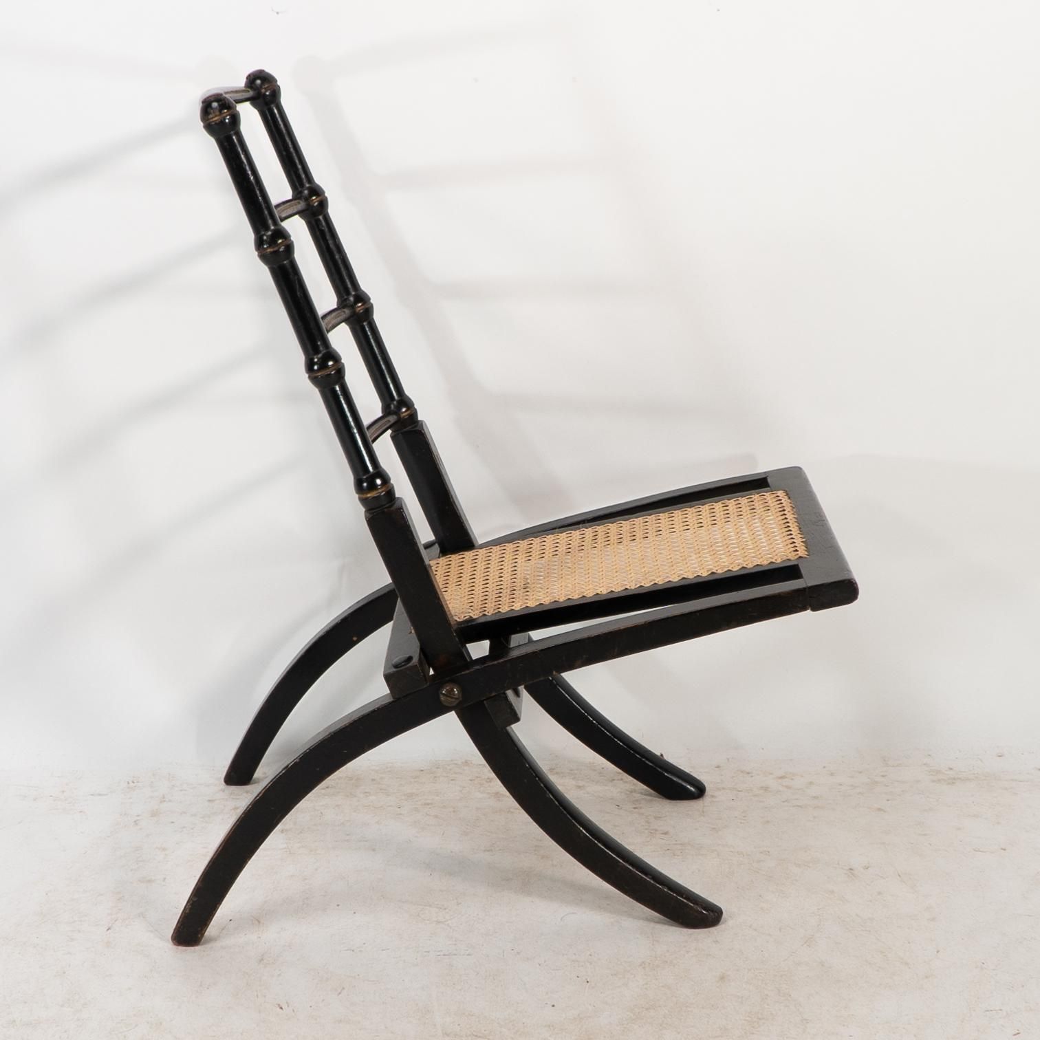 Godwin Style. Pair Of Aesthetic Movement Ebonized Folding Chair W. New Cane Seat photo buy
