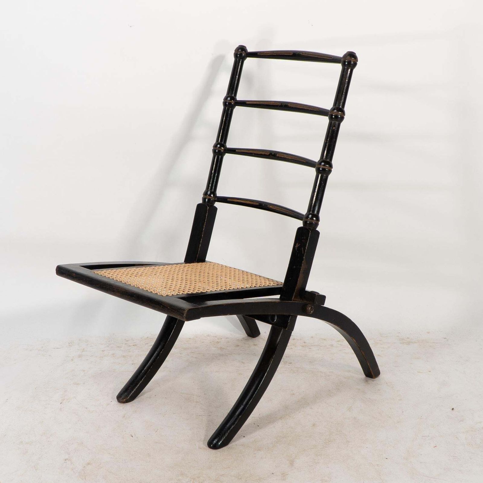 2040.0 Godwin Style. Pair Of Aesthetic Movement Ebonized Folding Chair W. New Cane Seat photo