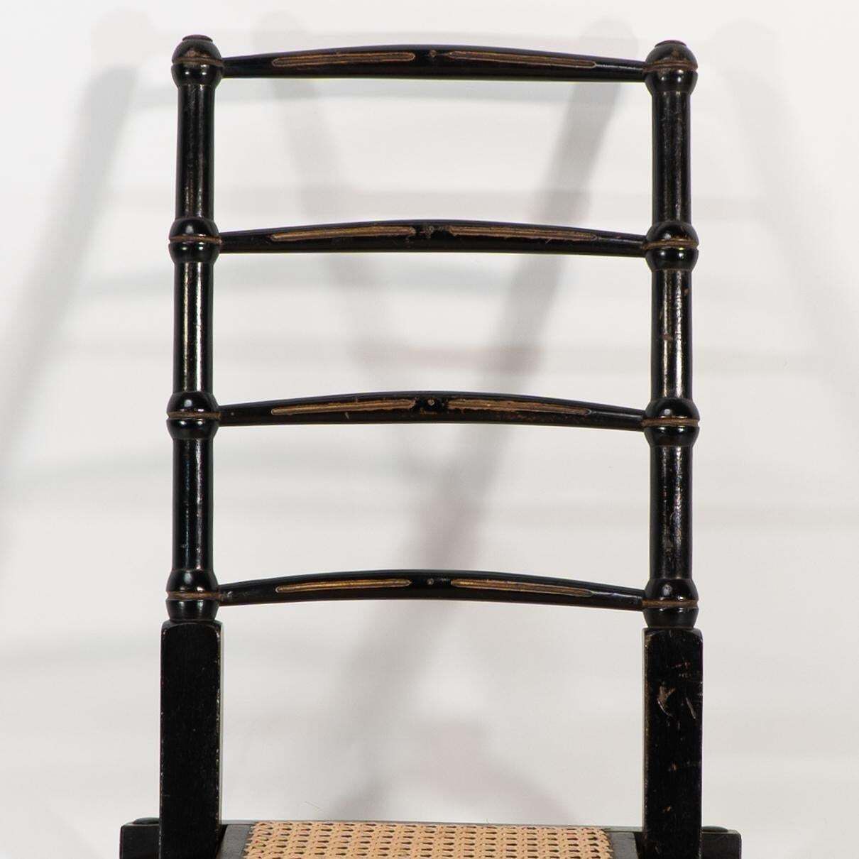 photo vinterior Godwin Style. Pair Of Aesthetic Movement Ebonized Folding Chair W. New Cane Seat