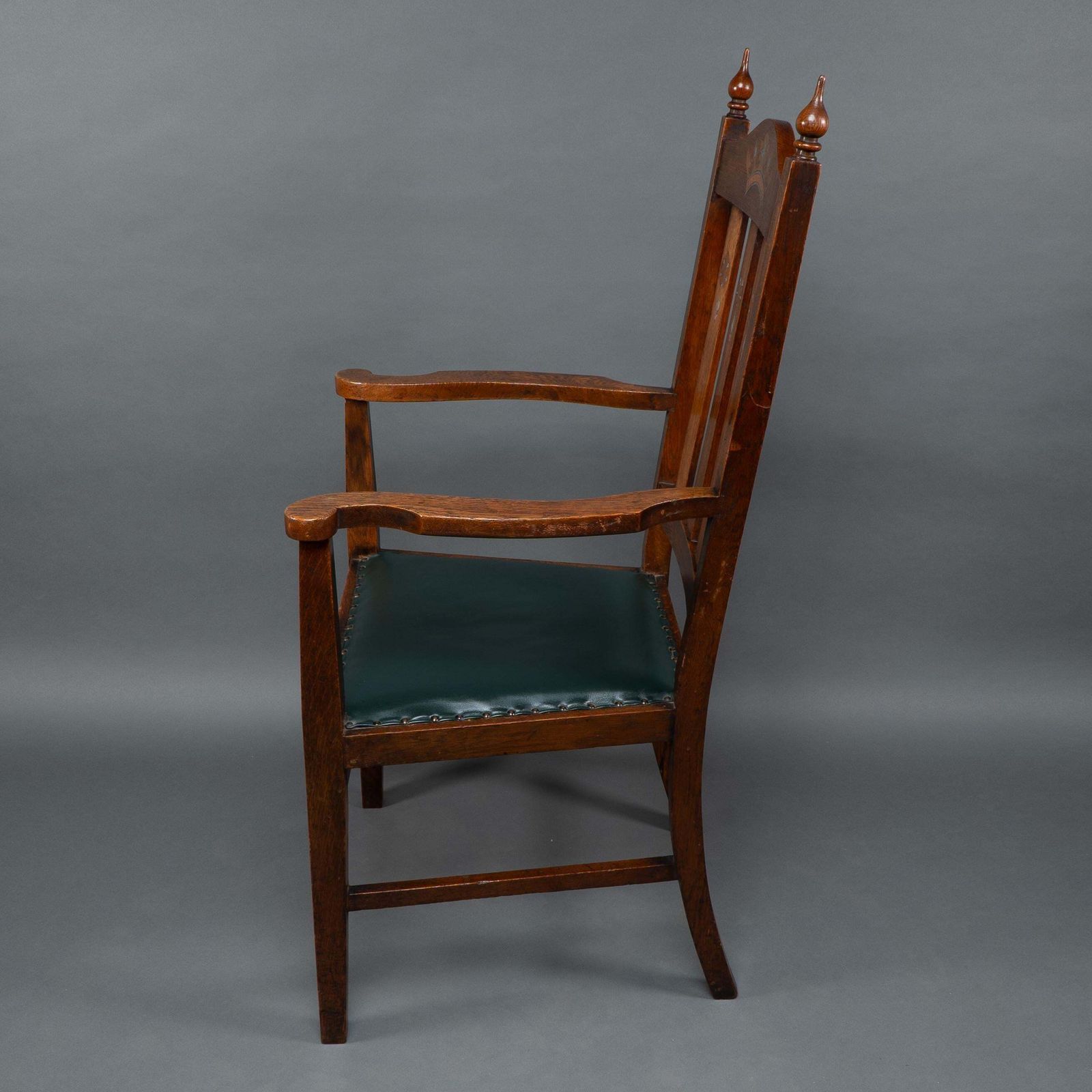 Liberty & Co Attributed. An Arts & Crafts Oak Armchair With Inlaid Royal Crown photo Furniture
