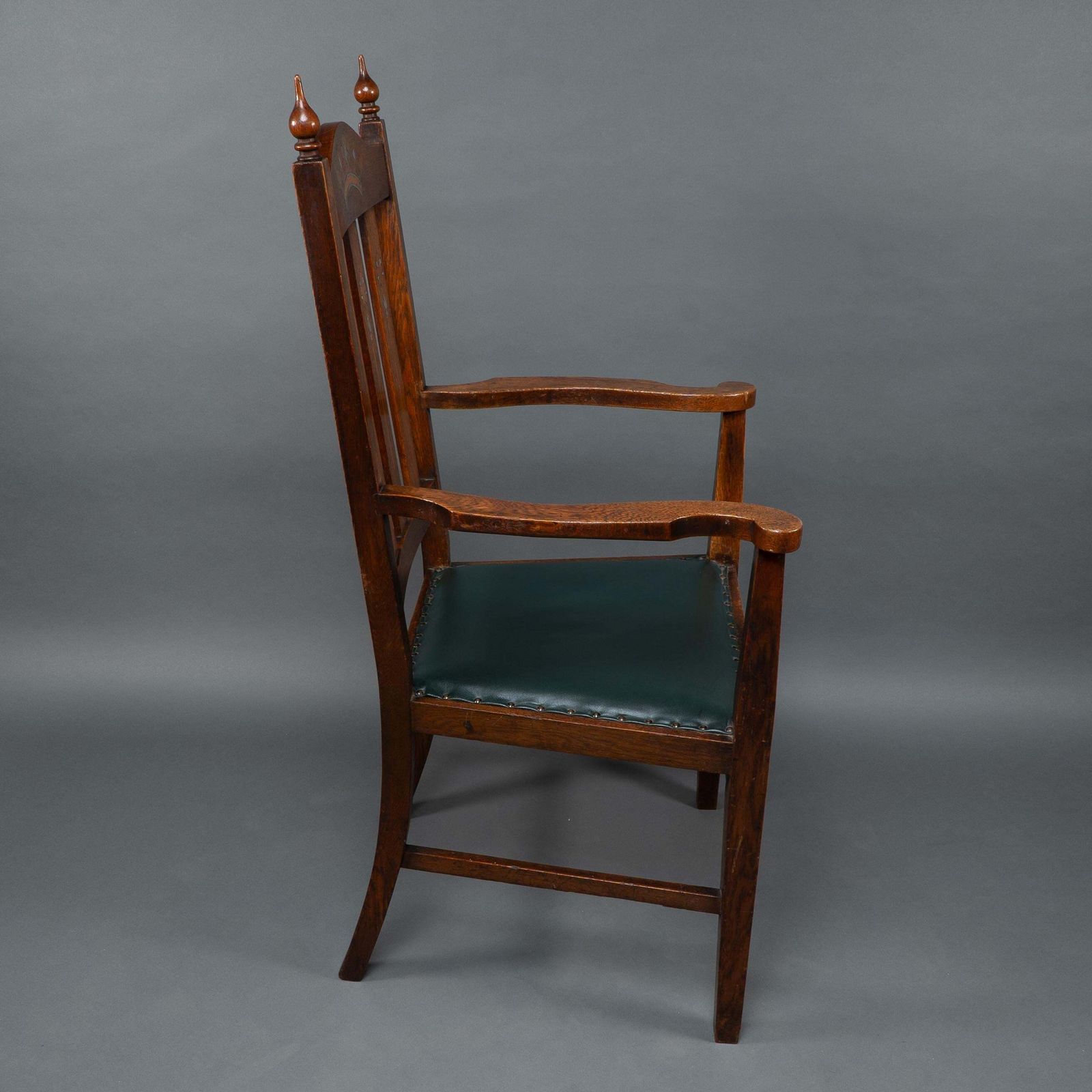Liberty & Co Attributed. An Arts & Crafts Oak Armchair With Inlaid Royal Crown photo 2549.0