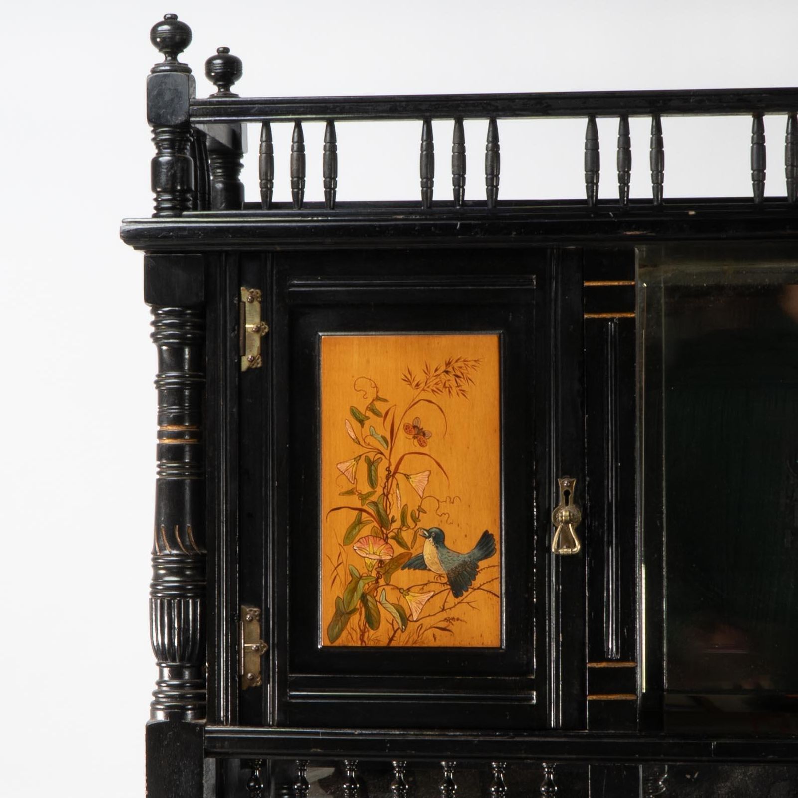 Gillows. A Fine Aesthetic Movement Side Cabinet With Hand Painted Floral Panels photo buy