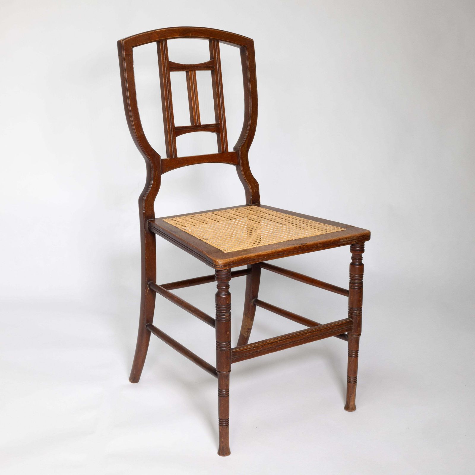 H W Batley Attr. Jas Shoolbred Pair Of Aesthetic Movement Cane Seat Beech Chairs photo Furniture