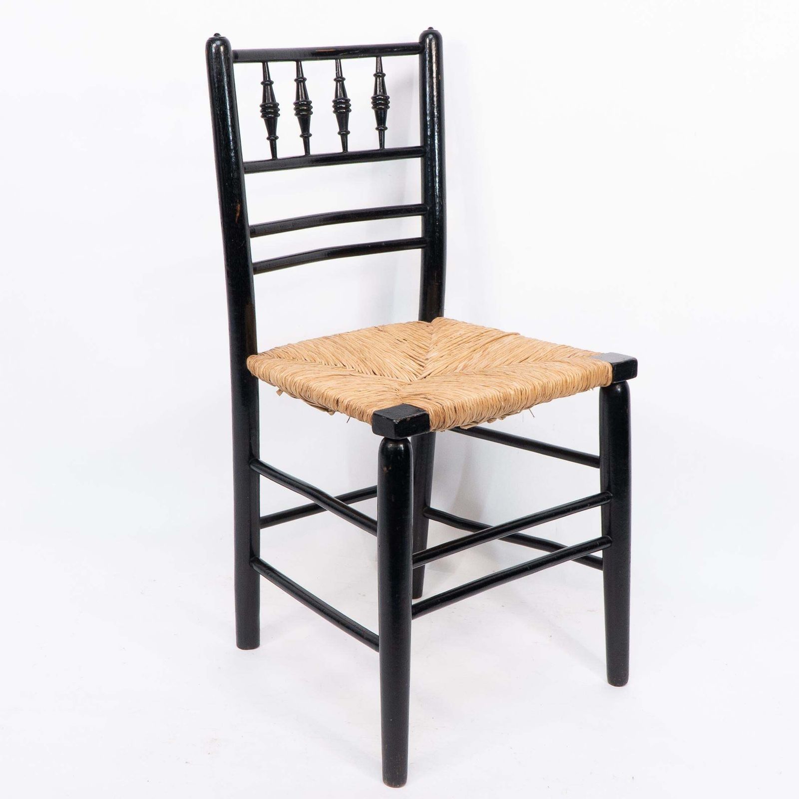 Morris & Co Attr To Philip Webb. Aesthetic Movement Pair Rush Seat Sussex Chairs photo furniture