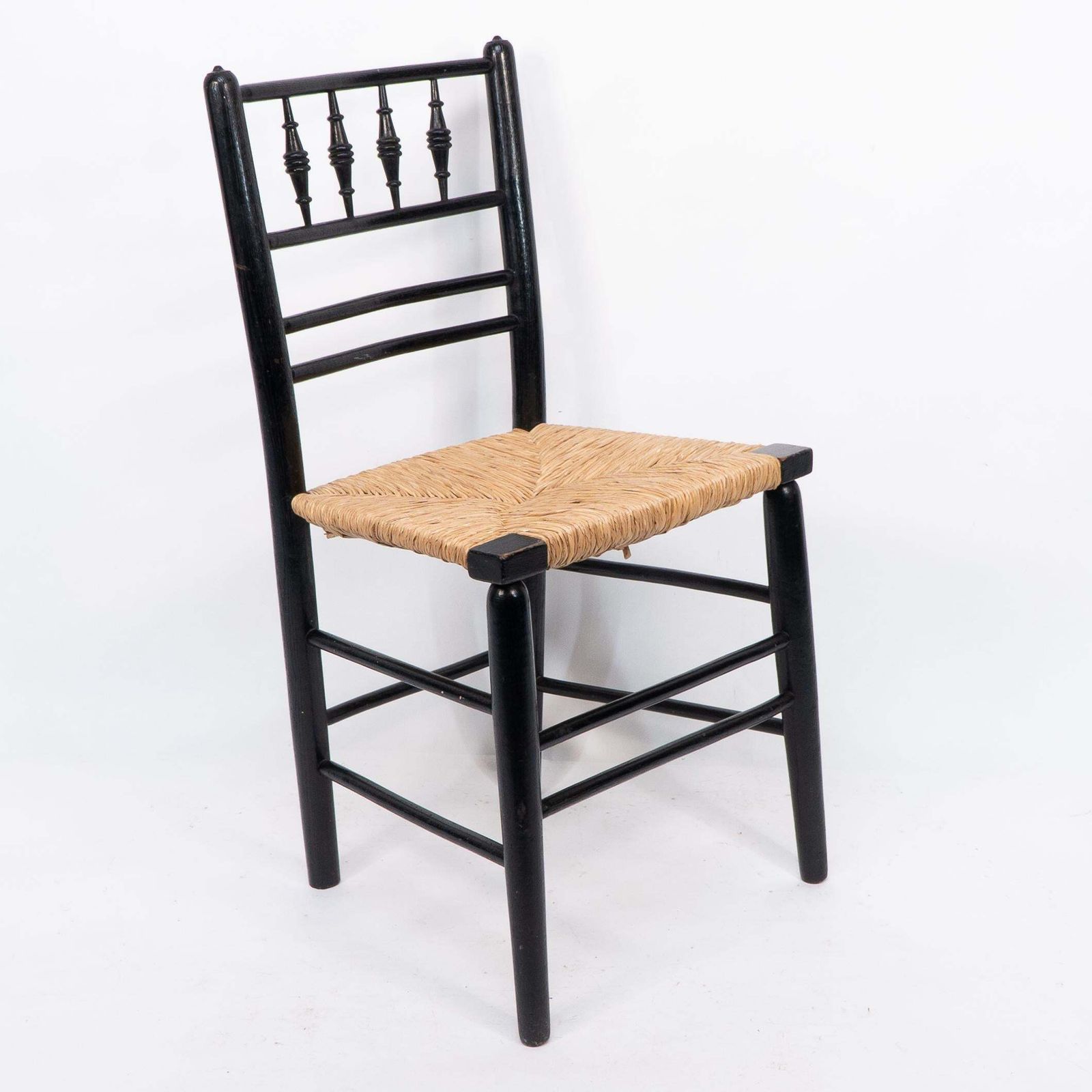 2856.0 Morris & Co Attr To Philip Webb. Aesthetic Movement Pair Rush Seat Sussex Chairs photo