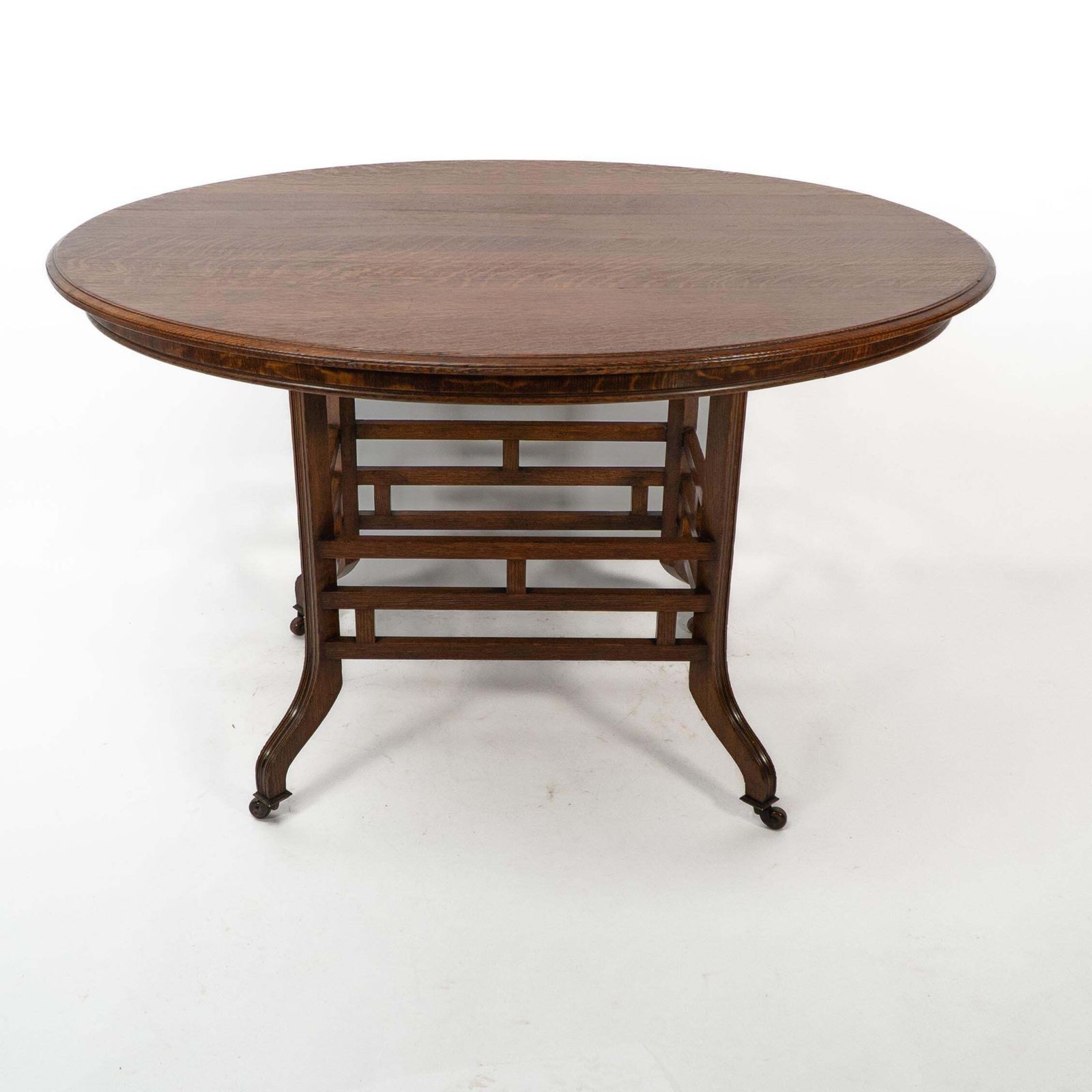 Lambs Of Manchester, Stamped Lambs. A Rare Anglo Japanese Oak Oval Centre Table photo 8974.0