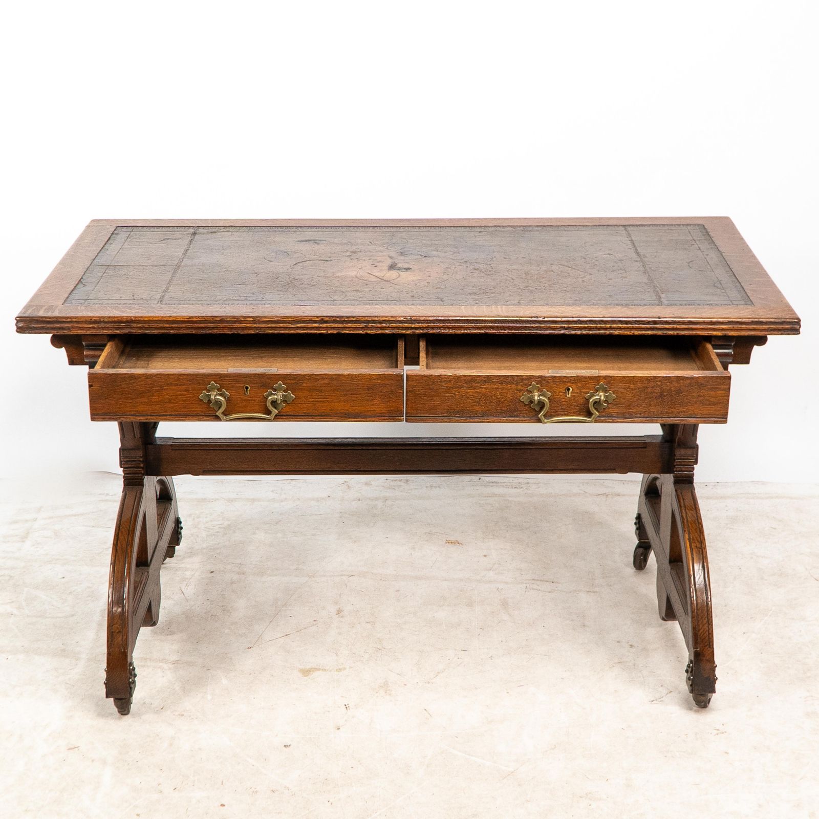 Bruce Talbert Attributed For Cox & Sons. A Good Period Gothic Revival Oak Desk photo for sale