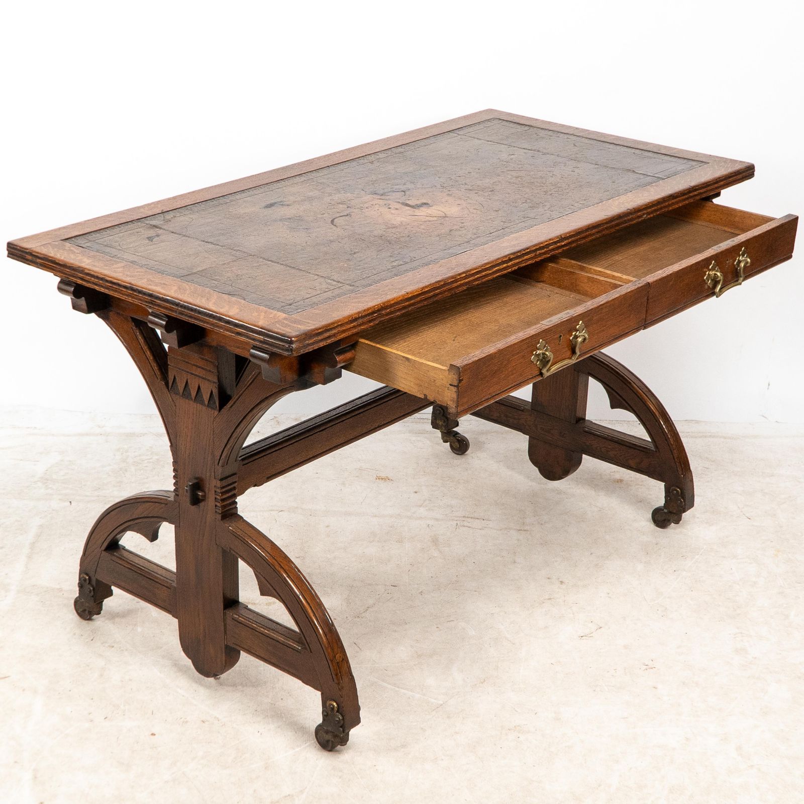 Bruce Talbert Attributed For Cox & Sons. A Good Period Gothic Revival Oak Desk photo Furniture