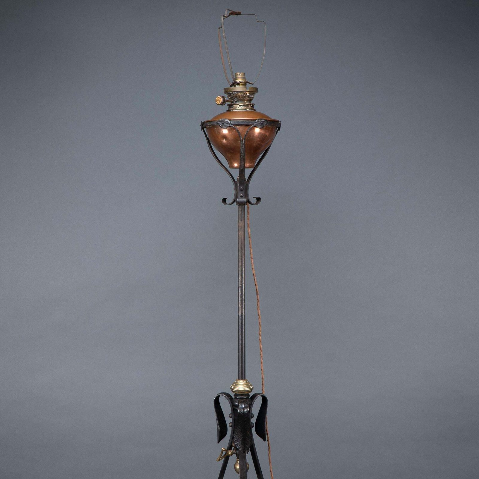 Was Benson. An Extremely Rare Arts & Crafts Iron Telescopic Standard Floor Lamp photo for sale
