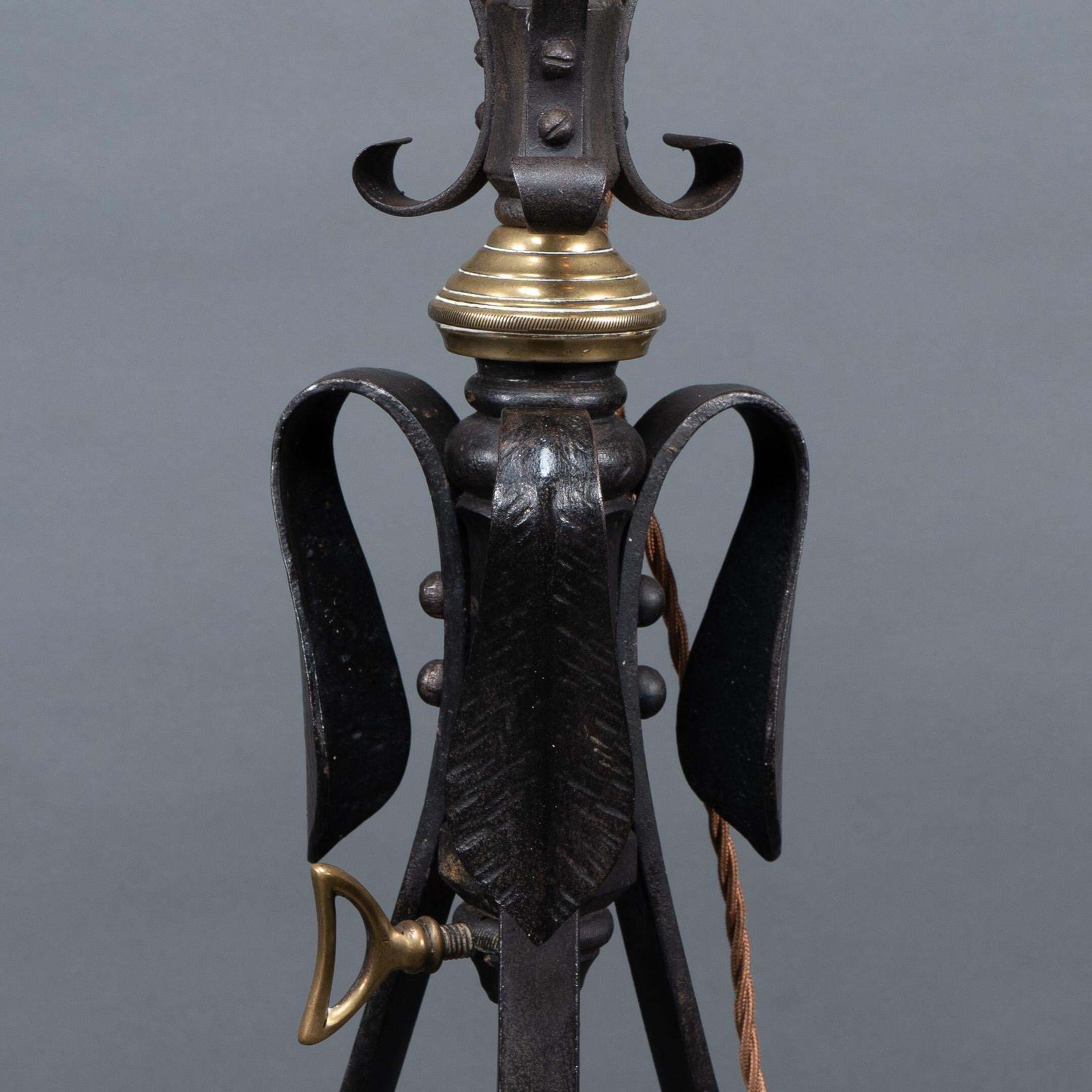 photo vinterior Was Benson. An Extremely Rare Arts & Crafts Iron Telescopic Standard Floor Lamp