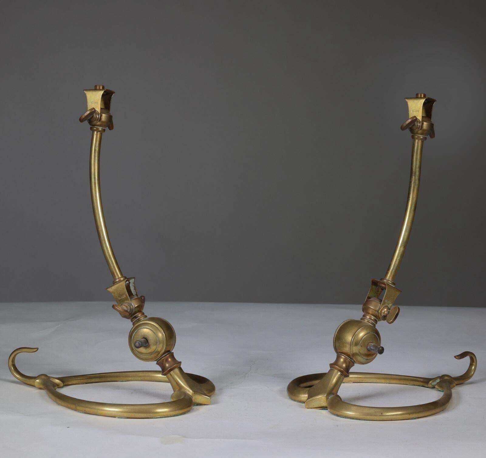 Was Benson. A Pair Of Arts & Crafts Brass Table Lamps With Heart Shaped Bases photo furniture