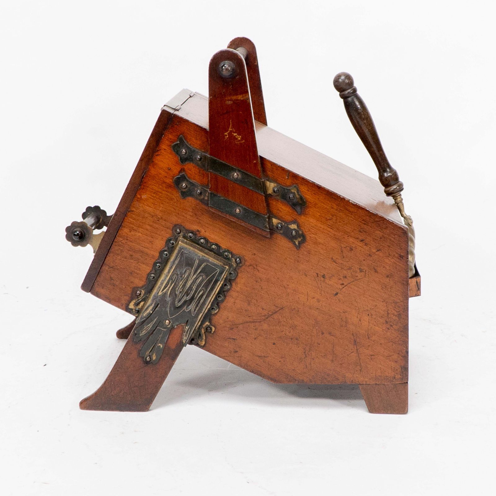 DR C Dresser. An Aesthetic Movement Walnut Coal Box With Stylized Brass Panels photo 3875.0