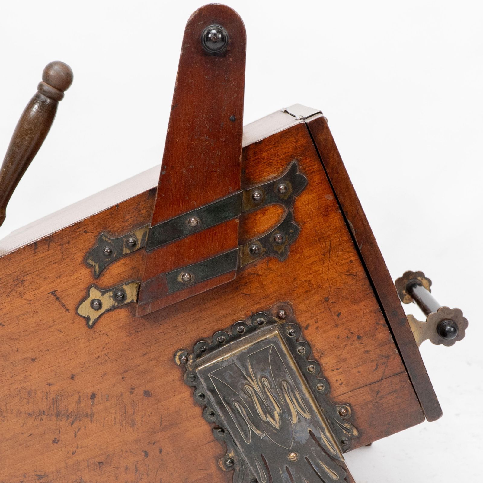 photo for sale DR C Dresser. An Aesthetic Movement Walnut Coal Box With Stylized Brass Panels