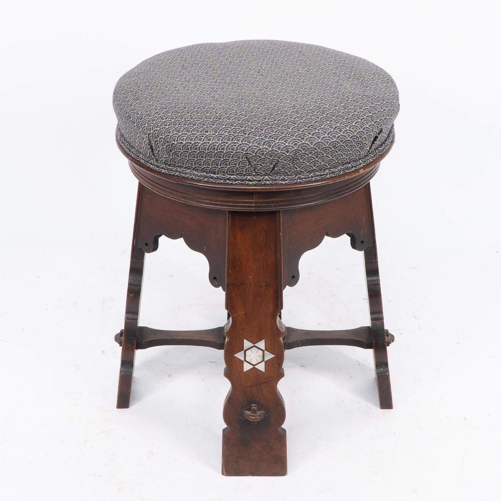 Liberty And Co Attri. A Rare Moorish Walnut Revolving Stool With Moorish Arches photo furniture