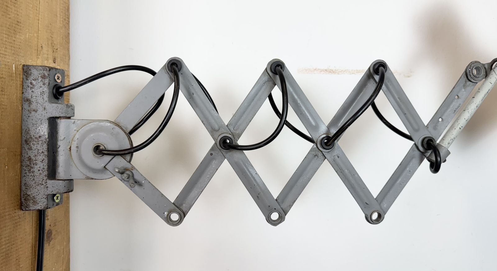 Industrial Grey Scissor Wall Lamp, 1960s photo vinterior