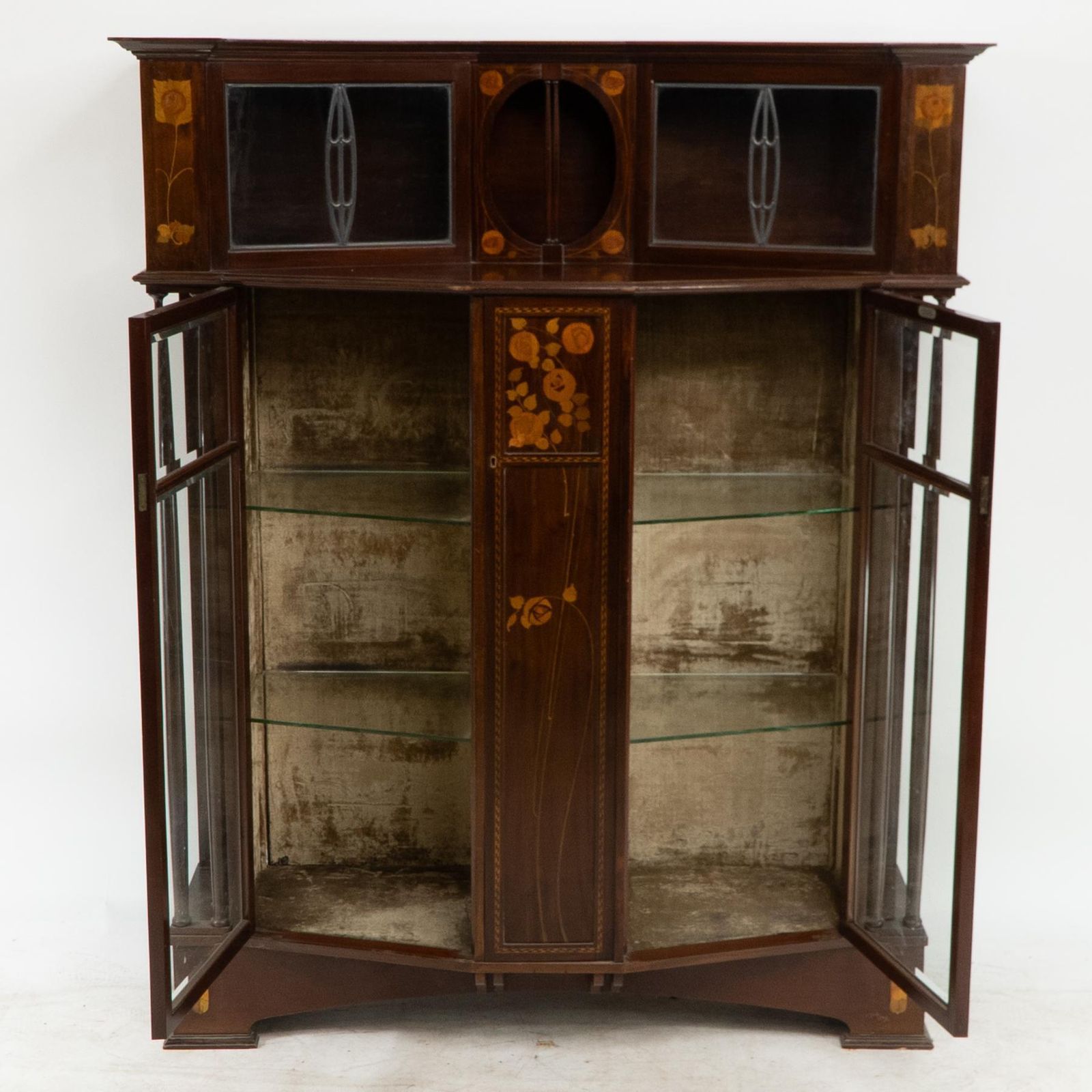 E. Goodall Manchester An English Arts & Crafts Display Cabinet With Floral Inlay photo furniture