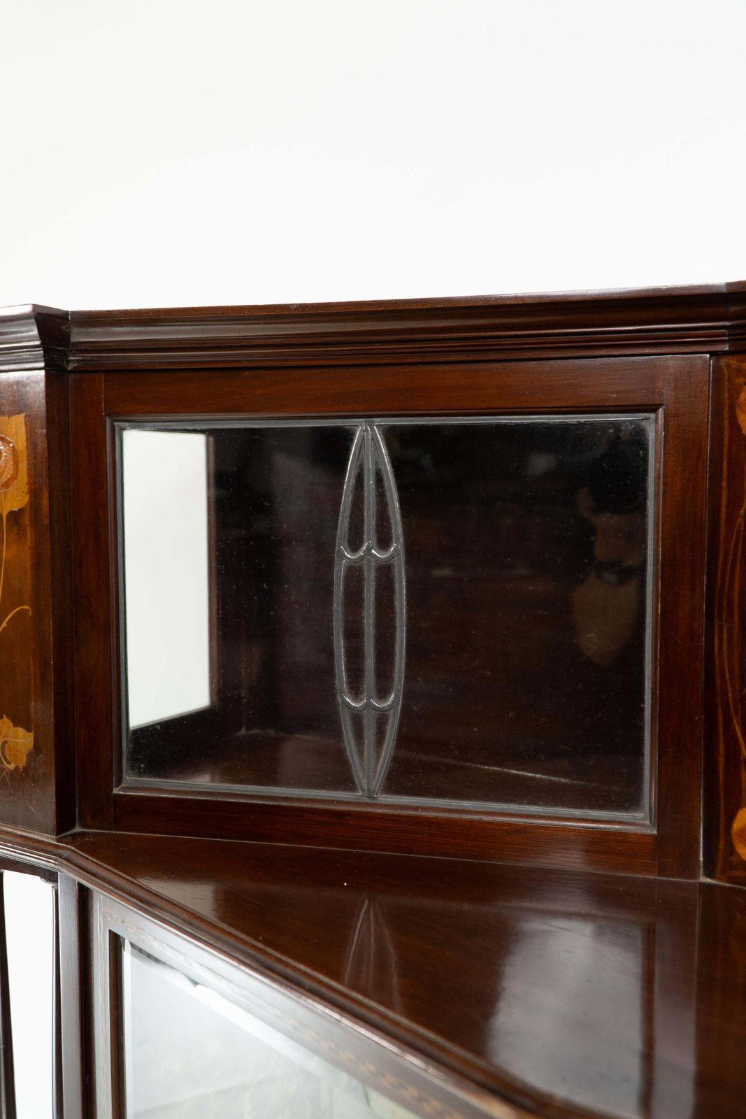 6936.0 E. Goodall Manchester An English Arts & Crafts Display Cabinet With Floral Inlay photo
