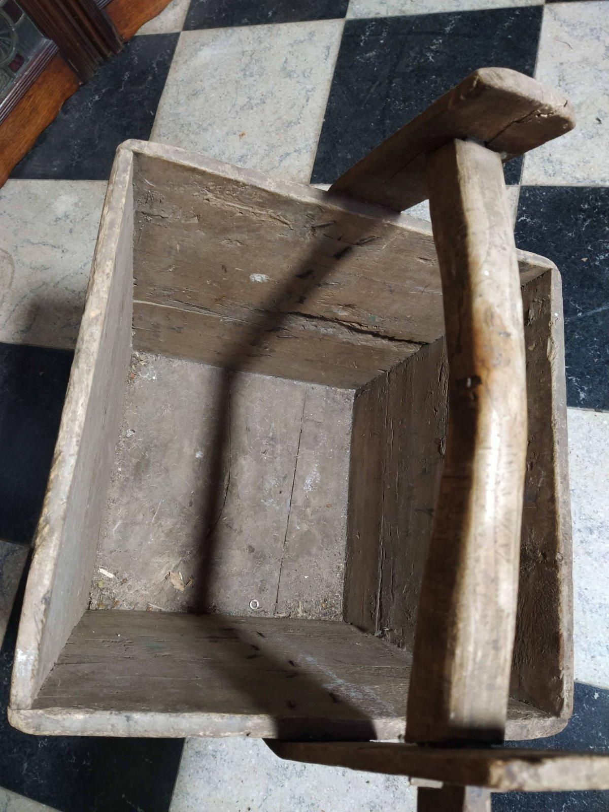 Chinese Antique Wooden Handled Bucket Originally Used To Carry And Measure Rice photo vinterior
