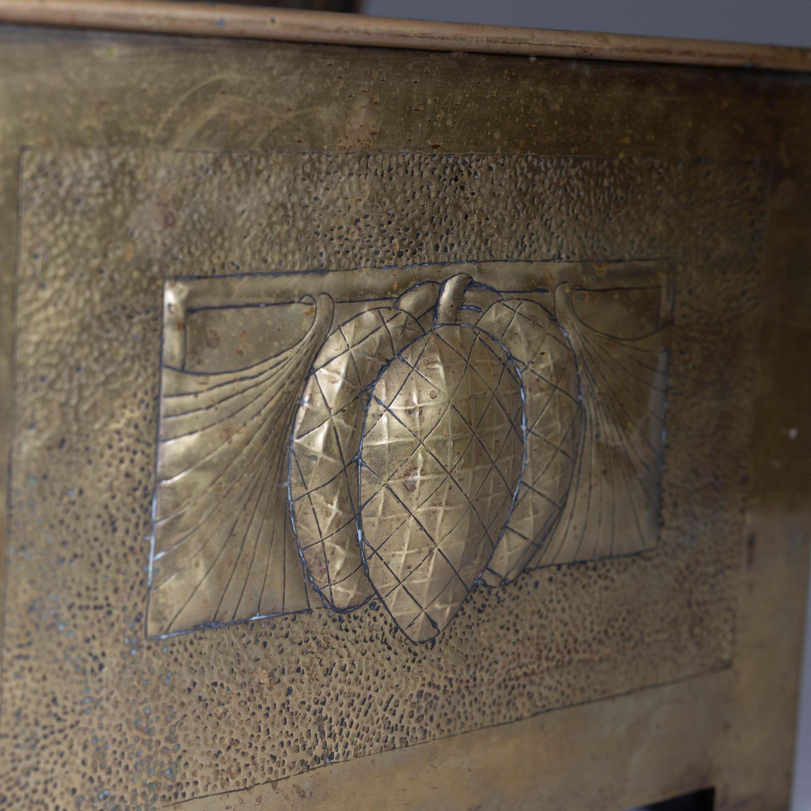 Margaret Gilmour School. Scottish Arts & Crafts Coal Box With Thistle Detail photo vintage