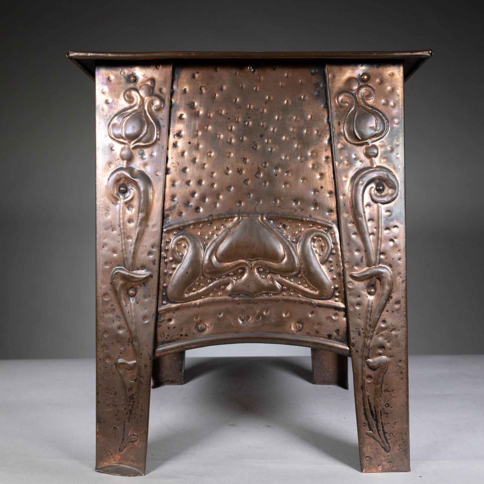 An Arts And Crafts Glasgow School Copper Coal Box With Floral Decoration photo vintage