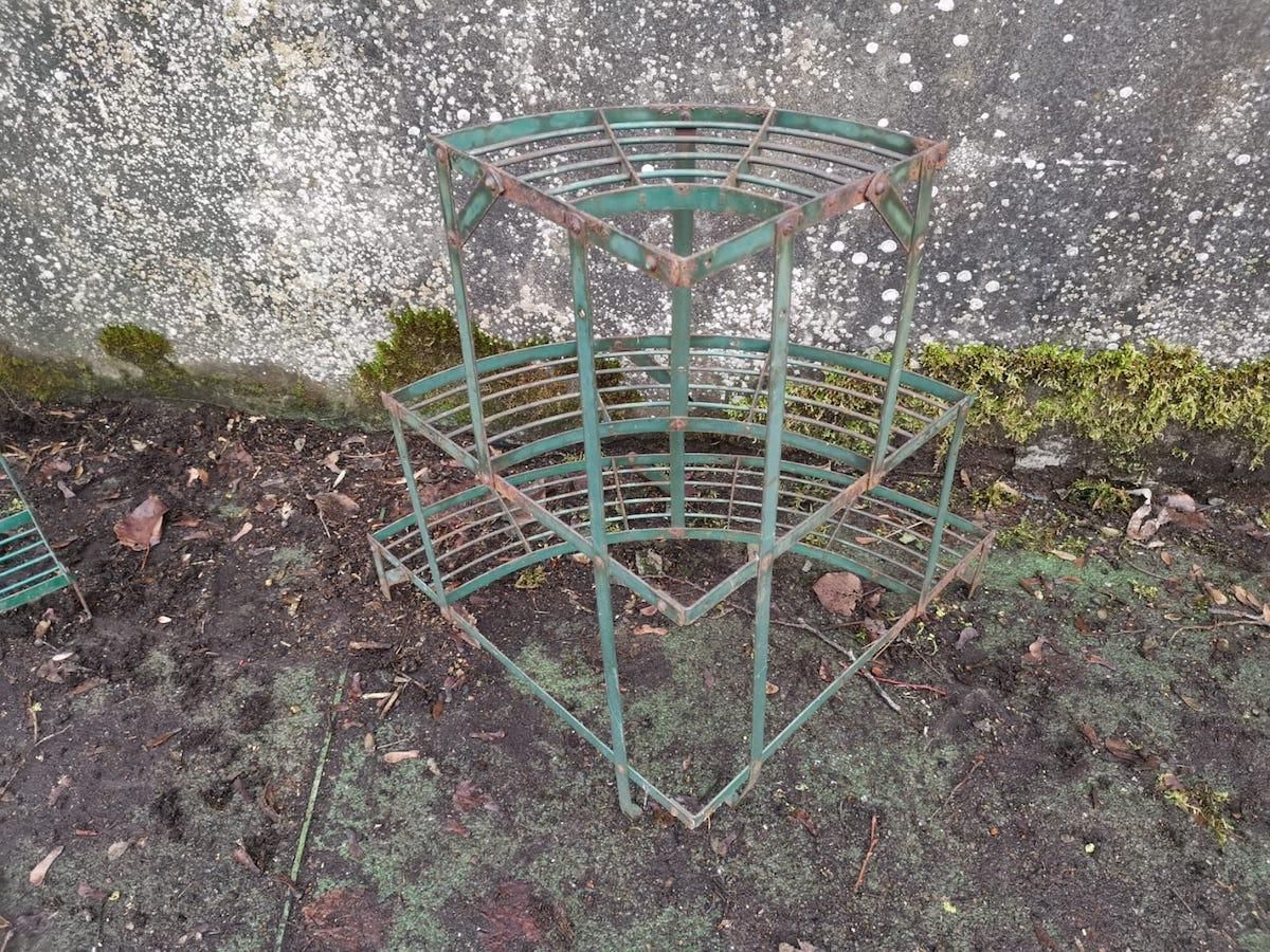 Home Decor Three French Midcentury Corner Quarter Moon Iron Plant Pot Shelves Or Stands photo