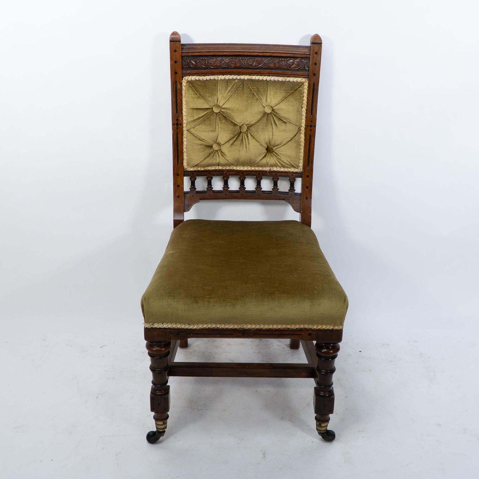 3000.0 Charles Bevan Attr. A Set Of Five Gothic Revival Oak Dining Chairs & An Armchair photo