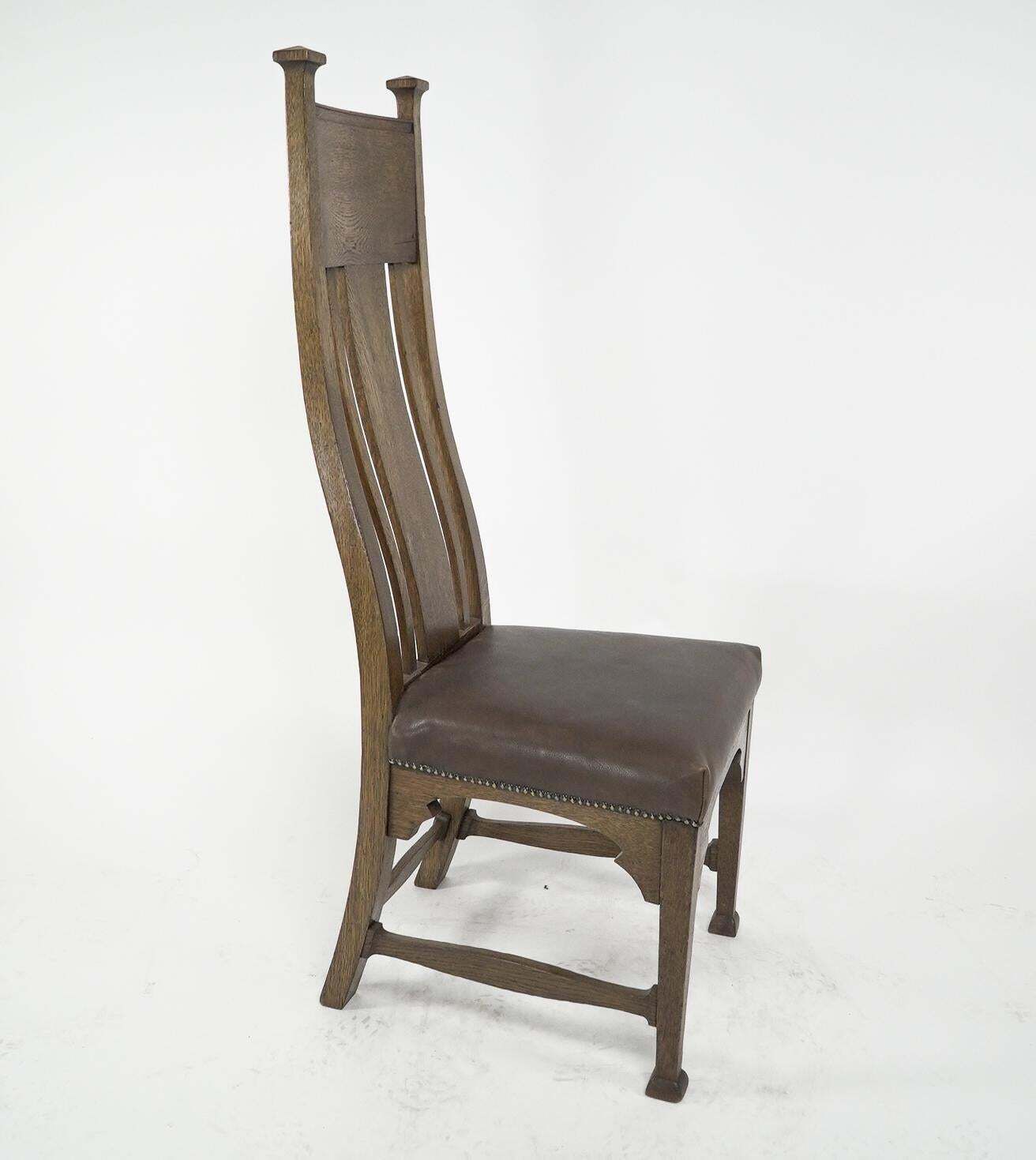 Norman & Stacey Attributed. An Arts And Crafts High With Shaped Back Oak Chair photo Furniture