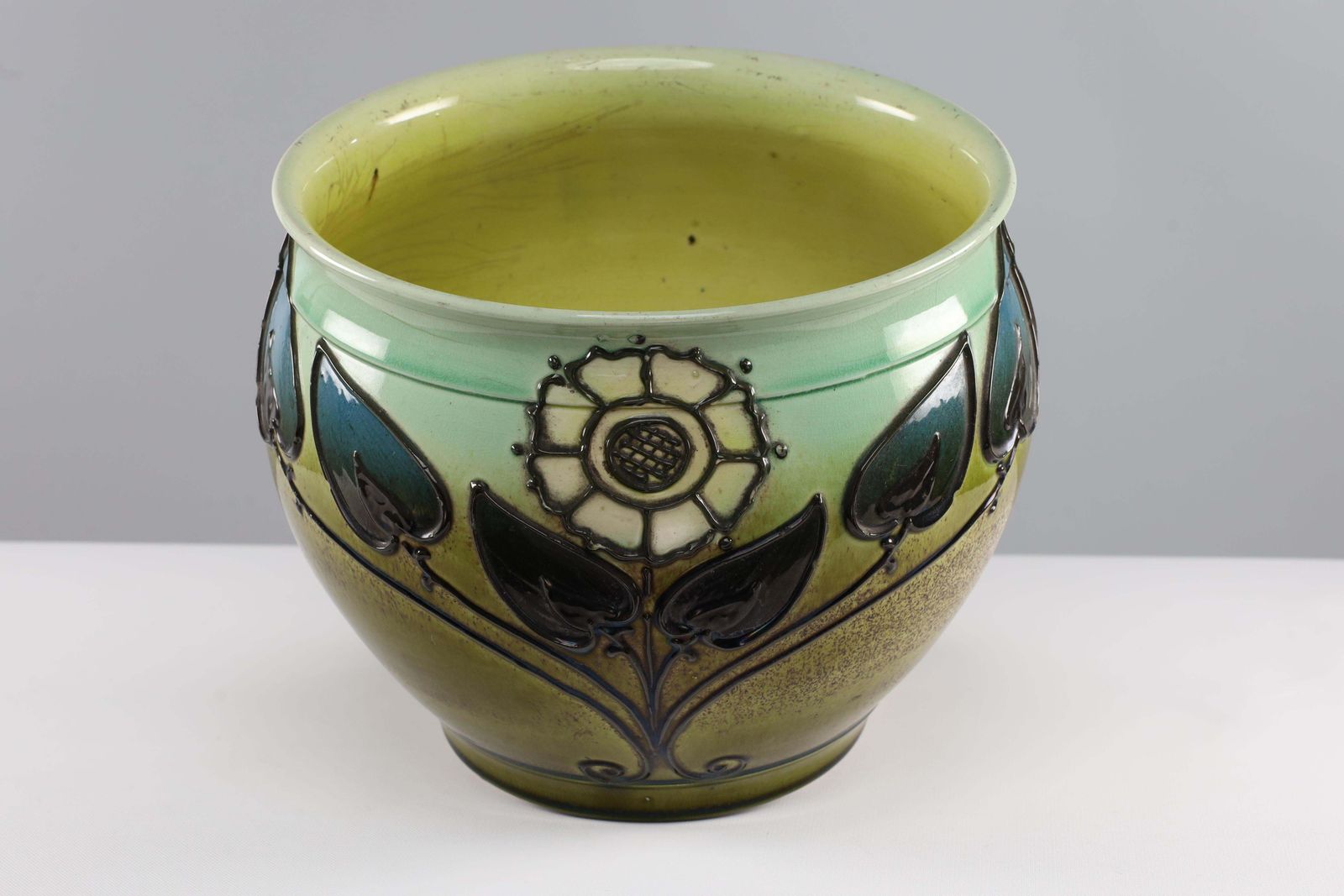 Wardle By Frederick Rhead Attri. Arts & Crafts Planter With Floral Decoration. photo for sale
