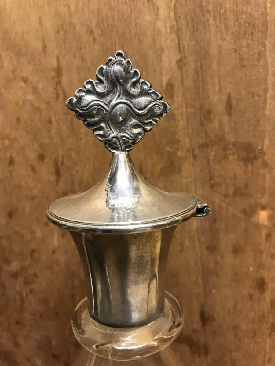 Greenwood And Watts. A Pair Of Gothic Revival Silver Mounted Glass Decanters. photo for sale